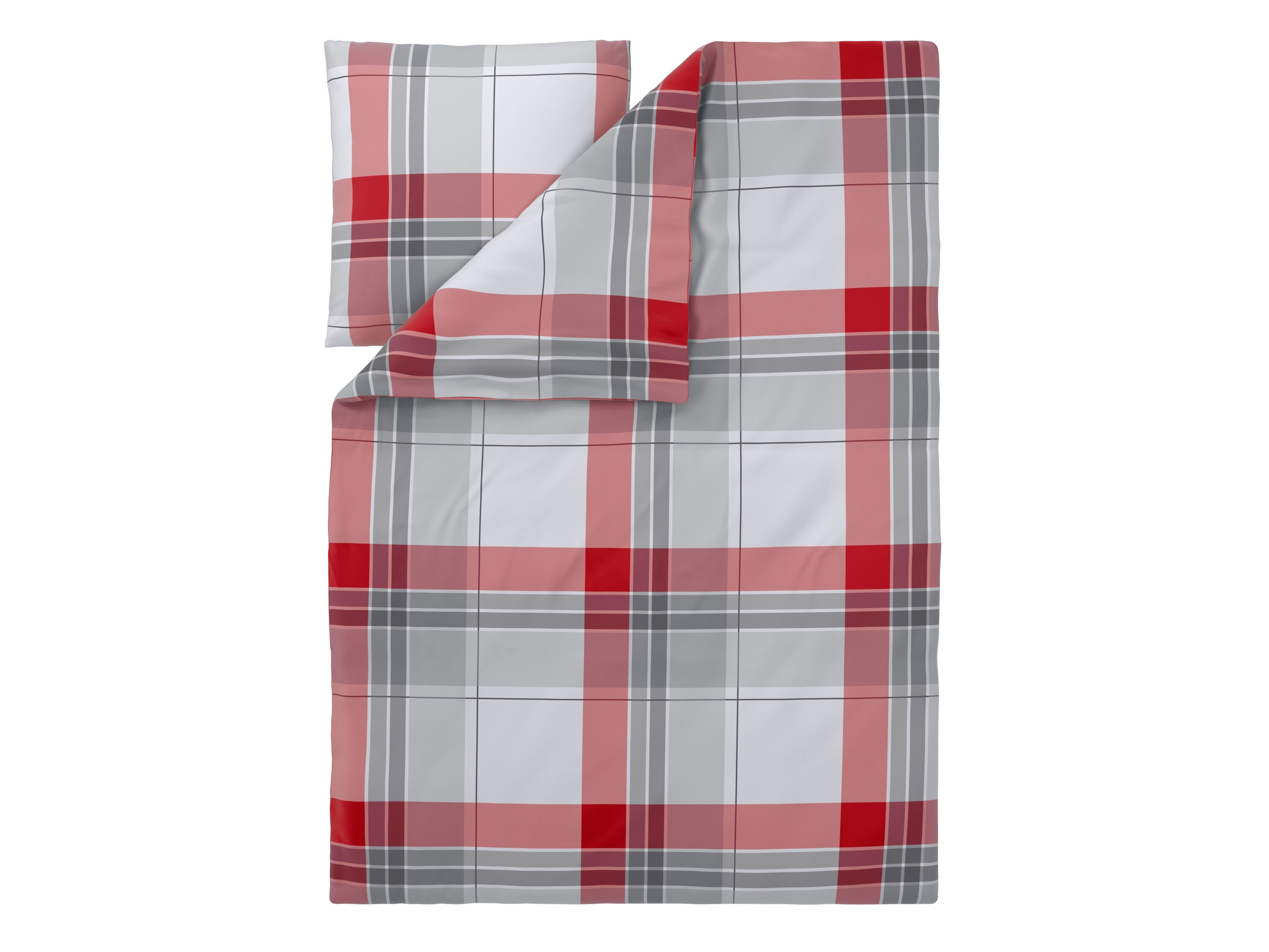 LIVARNO Dekbedovertrek 200 x 200 cm (Rood/grijs geruit) - 4052916814963