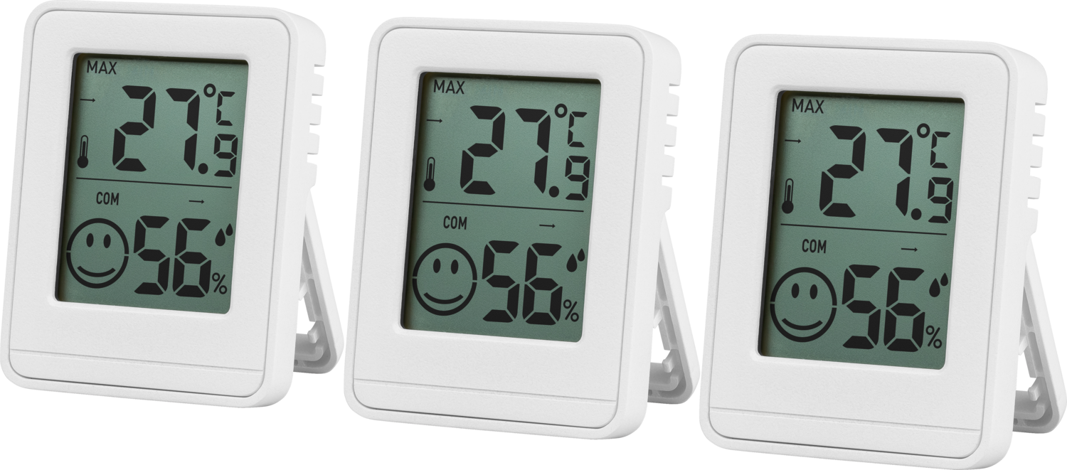LIVARNO Set van 3 hygro- en thermometers (Wit) - 4052916870945