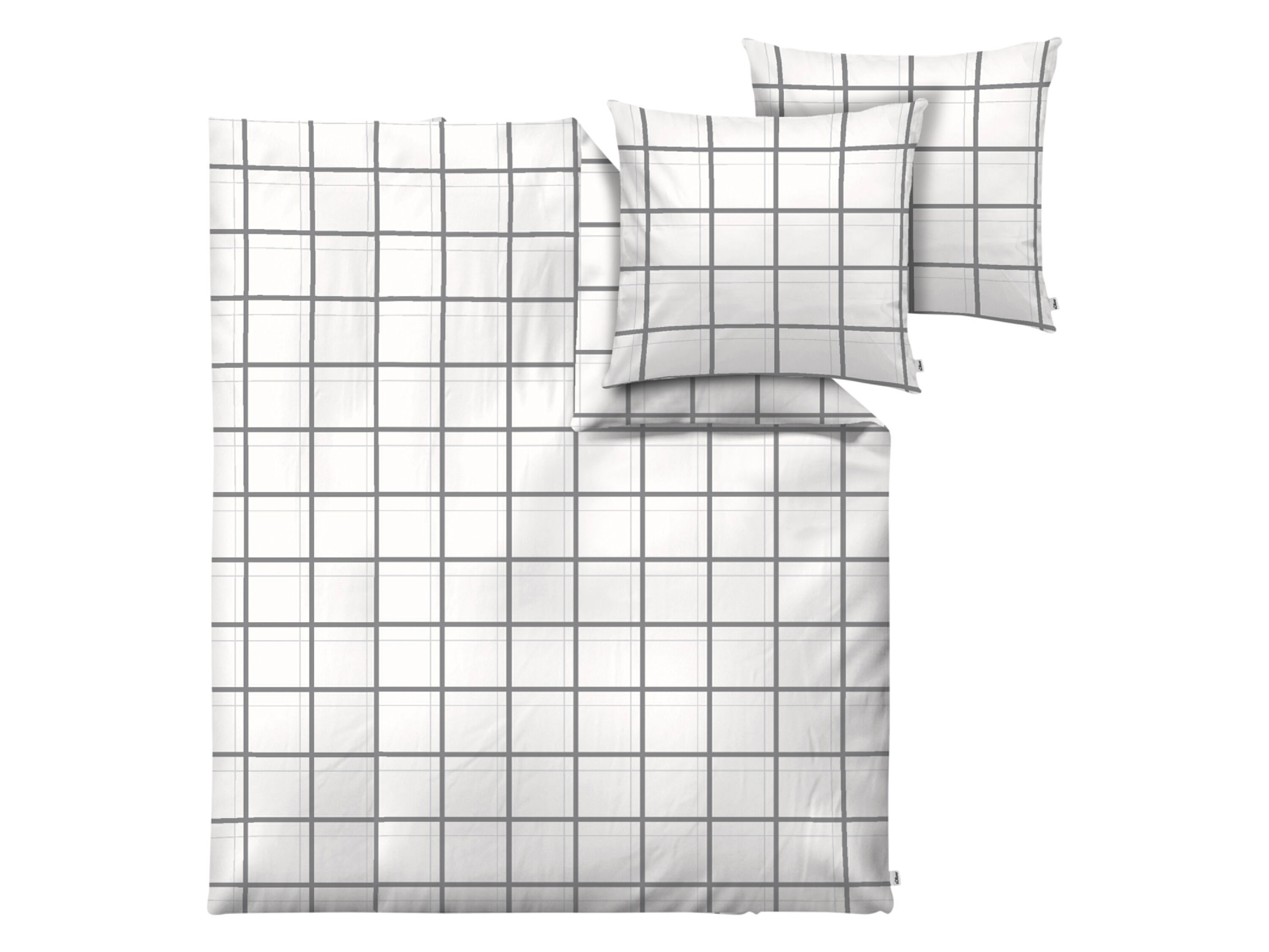 s.Oliver Mako satijnen dekbedovertrek 200 x 200 cm (Wit/grijs) - 4004406407957