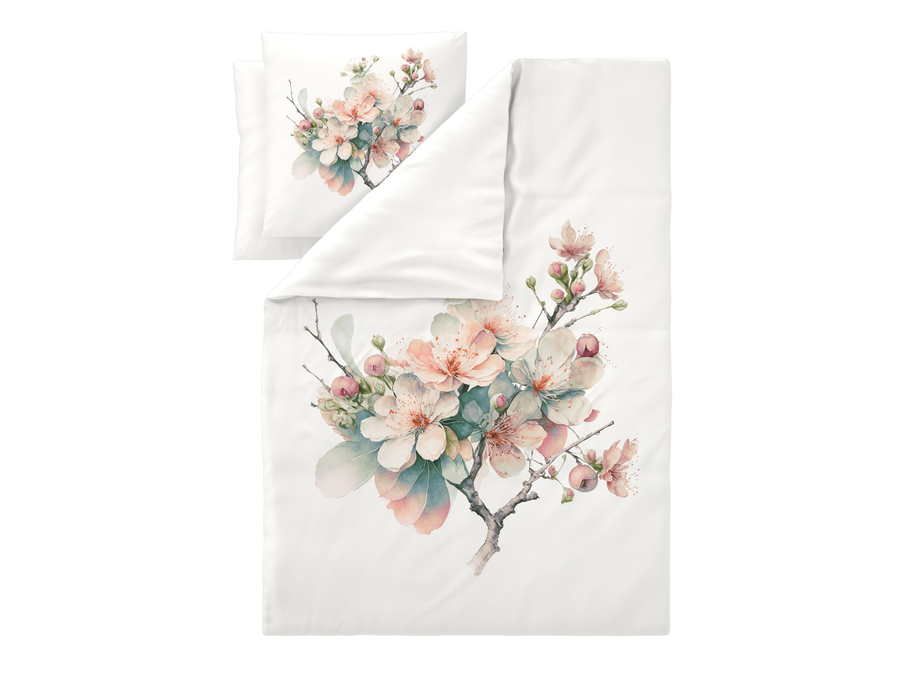 LIVARNO Satijnen beddengoed, 200 x 200 cm (Bloesemboom/wit) - 4052916926345