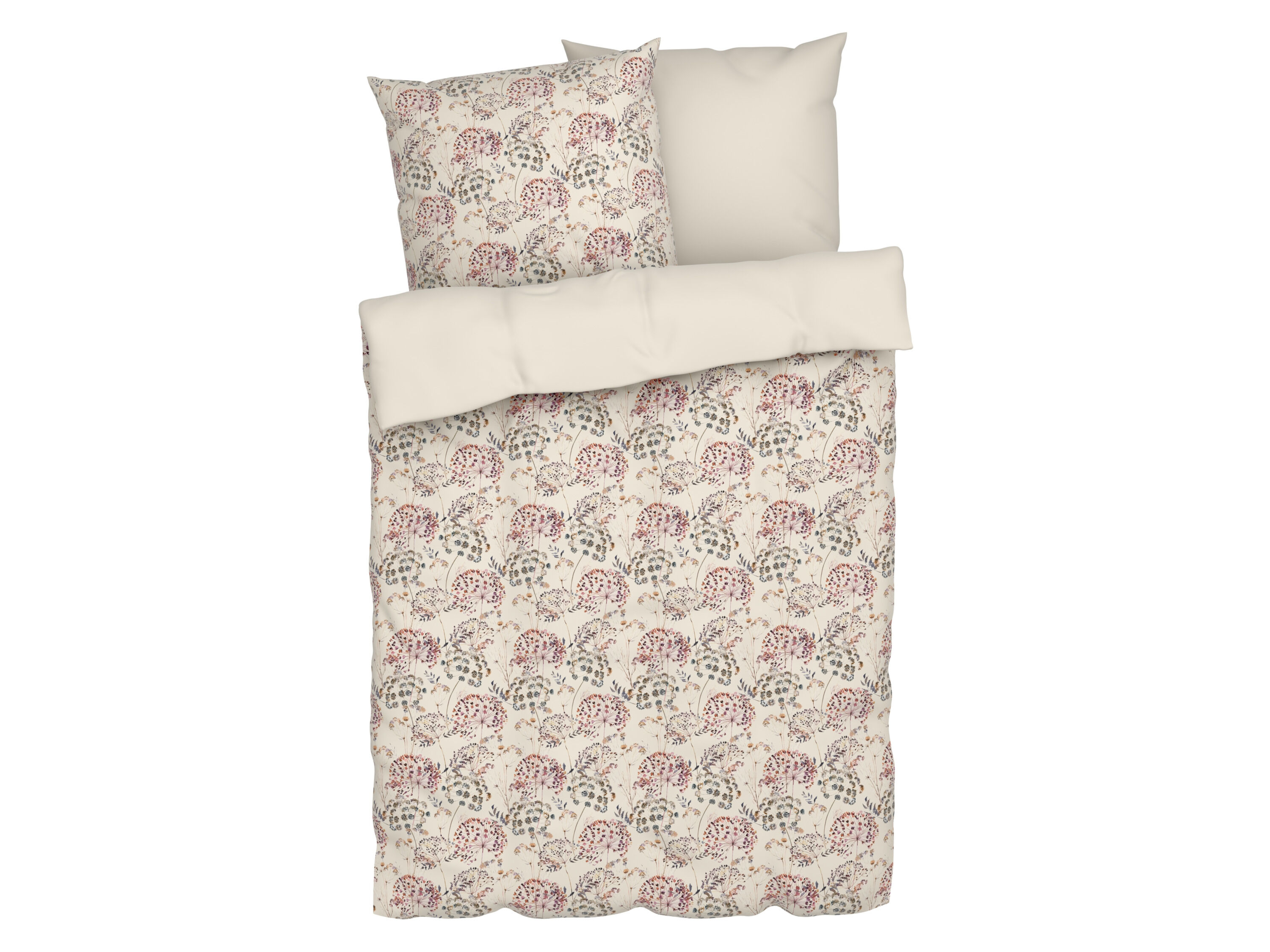 LIVARNO home Satijnen dekbedovertrek 200 x 200 cm (Bloemen/wit) - 4052916629758
