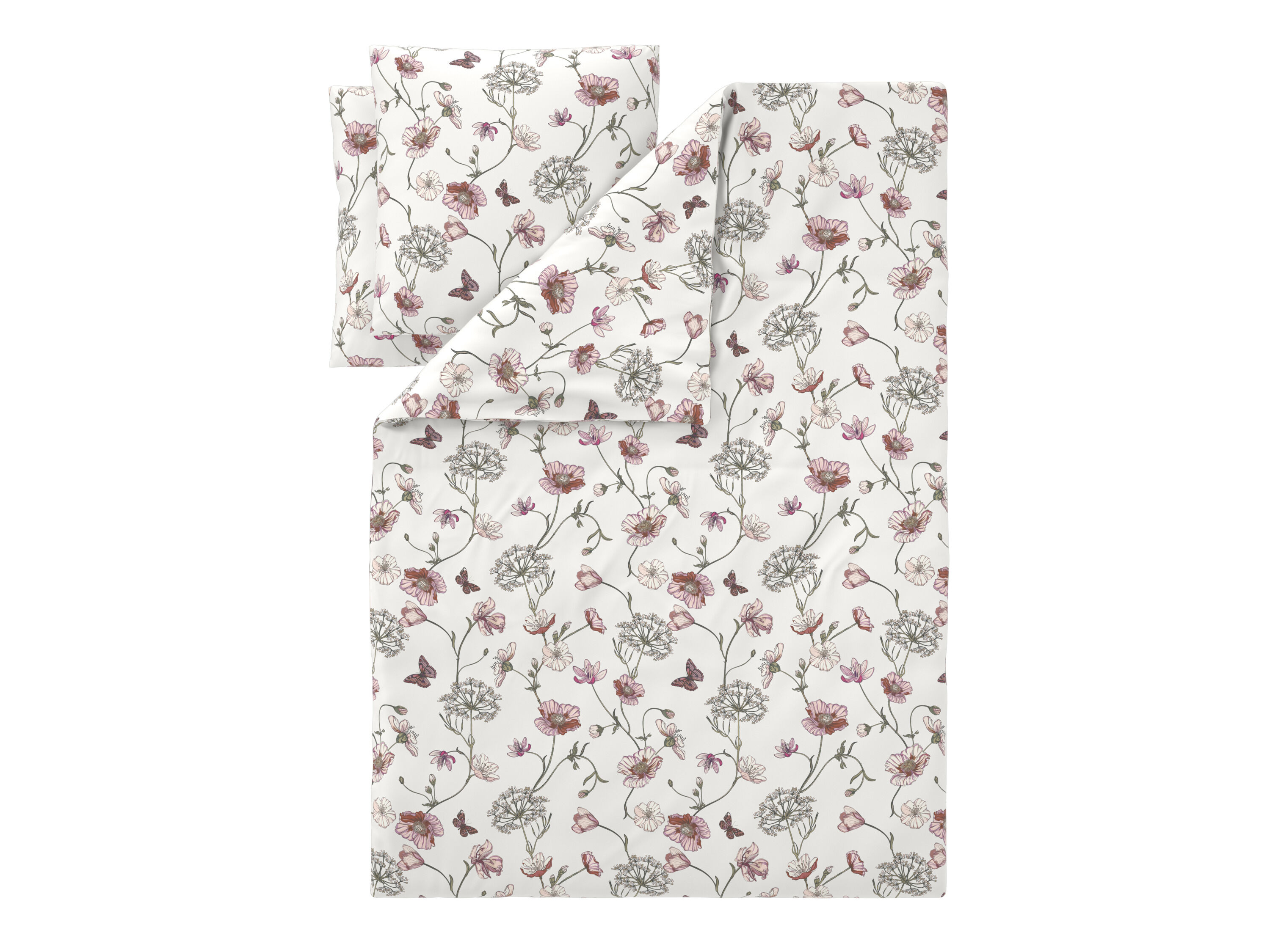 LIVARNO Satijnen dekbedovertrek 240 x 220 cm (Vlinders/wit) - 4054599100838