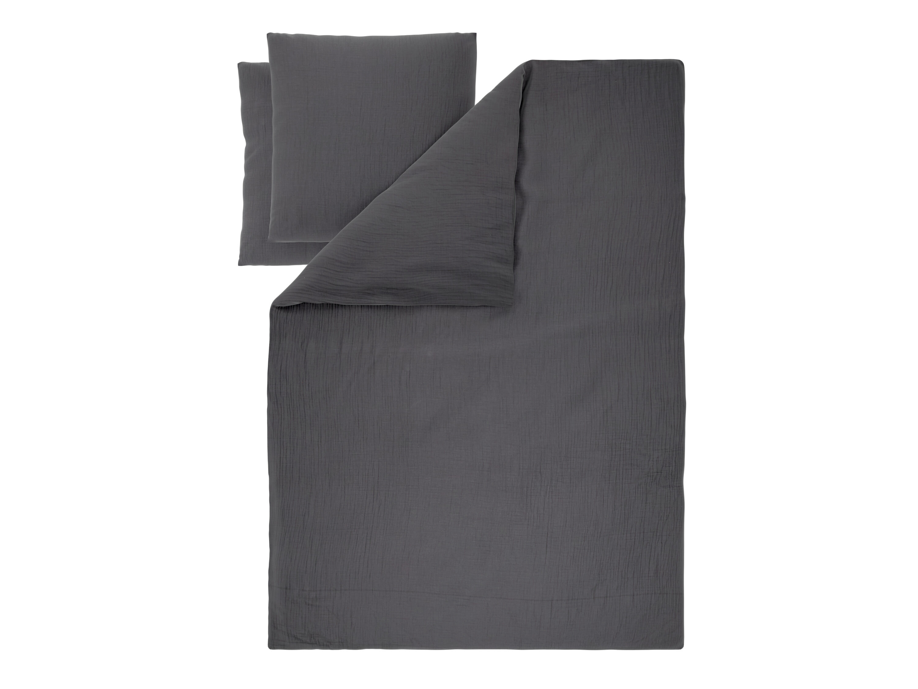 LIVARNO Mousseline dekbedovertrek 200 x 200 cm (Donkergrijs) - 4052916909454