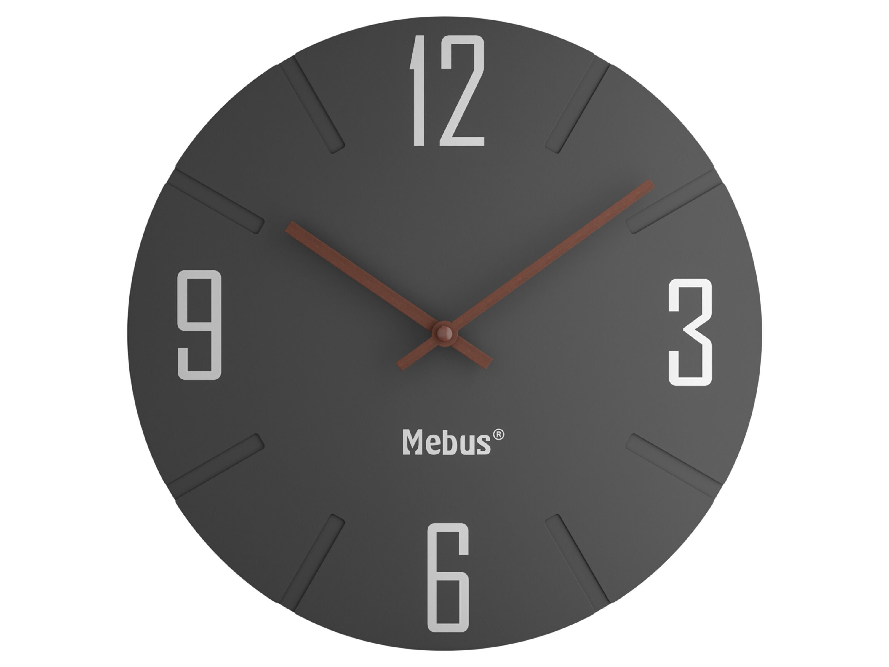 MEBUS Wandklok (Donkergrijs/hout) - 4017805197572