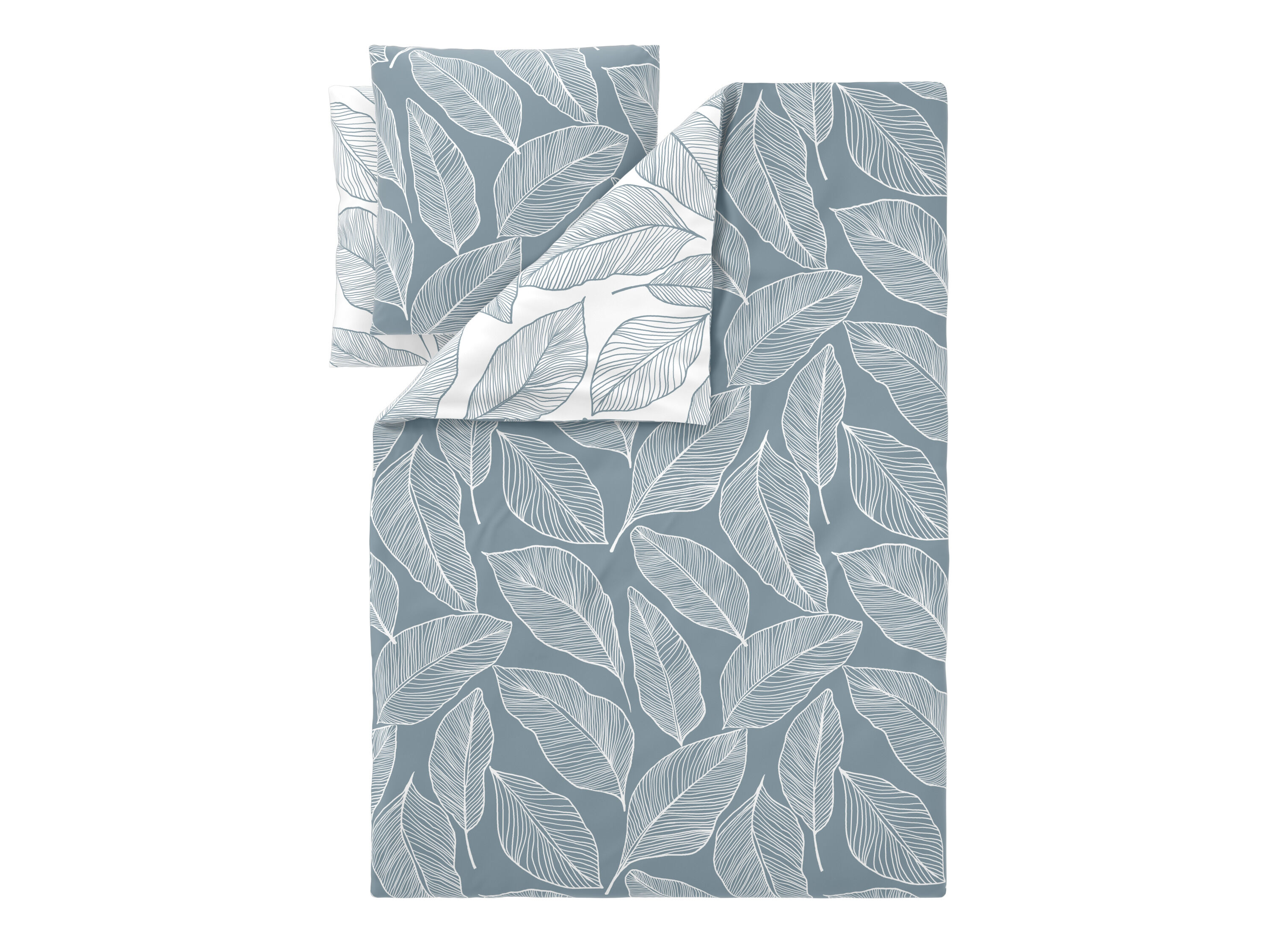 LIVARNO Microvezel-satijn beddengoed, 200 x 200 cm (Bladeren/grijs) - 4052916925706