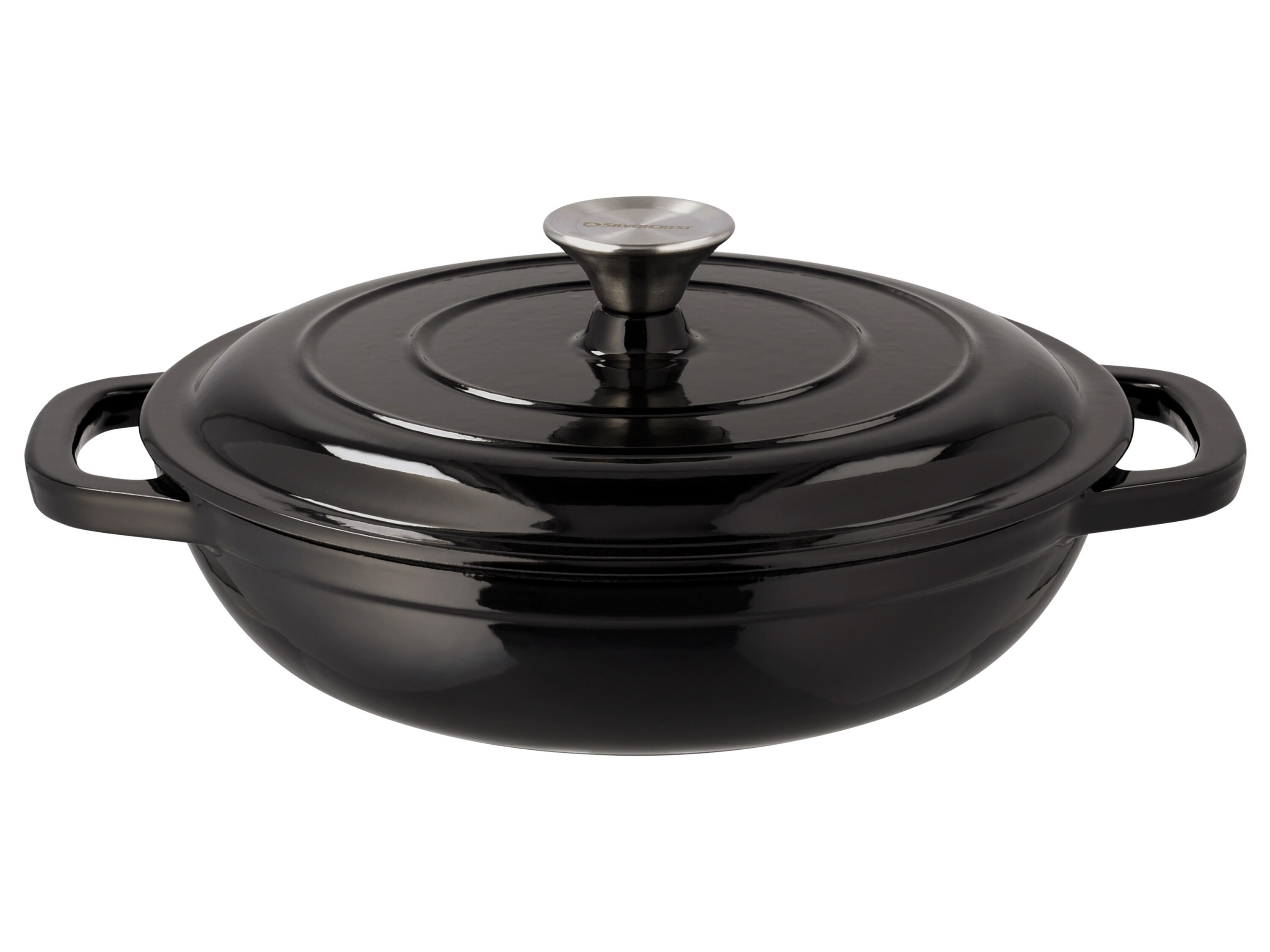 SILVERCREST Gietijzeren pan 26 cm 2,4 L (Zwart) - 4052916658635