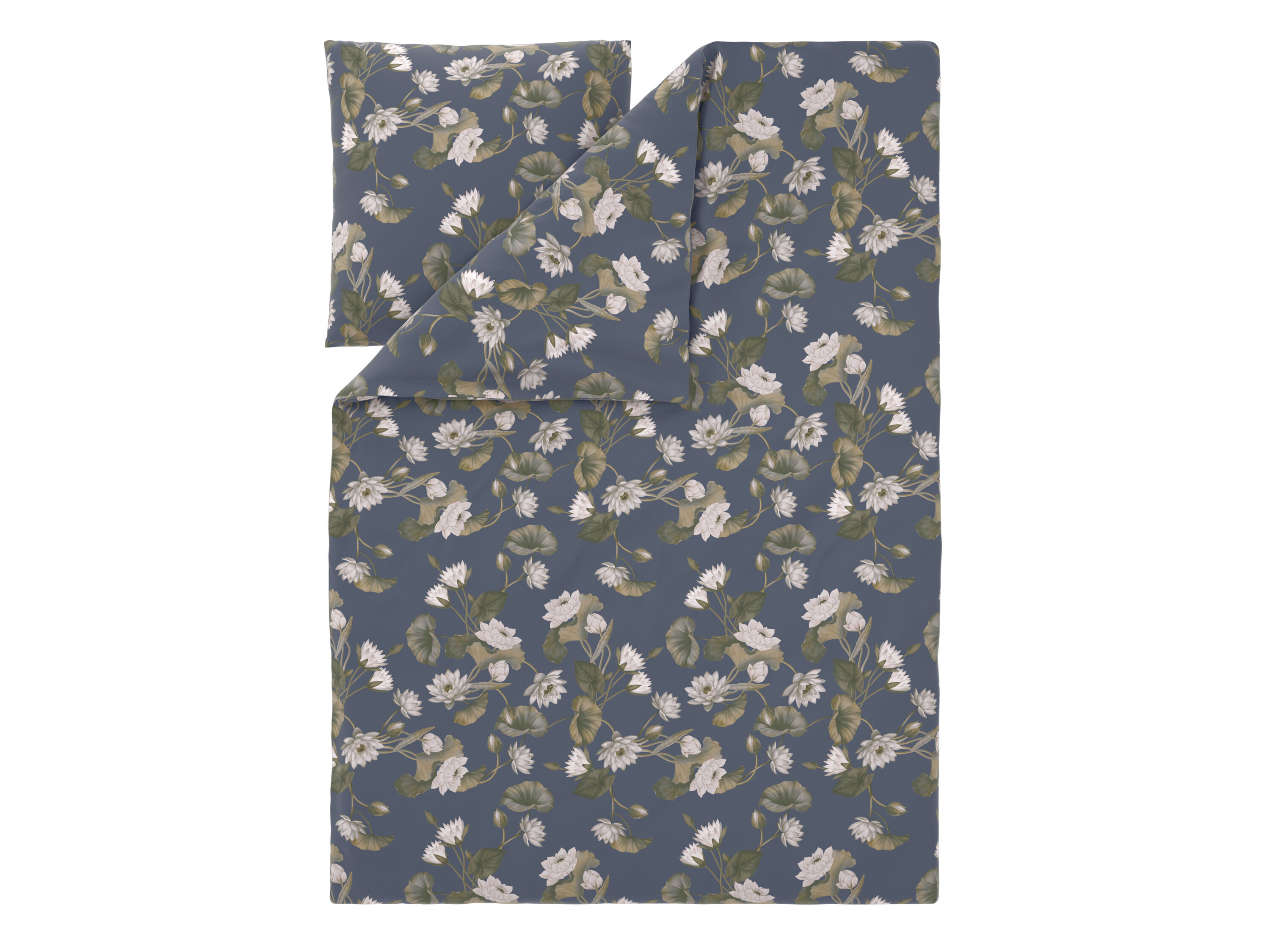 LIVARNO Satijnen dekbedovertrek 140 x 200 cm (Bloemen/grijs) - 4052916944837