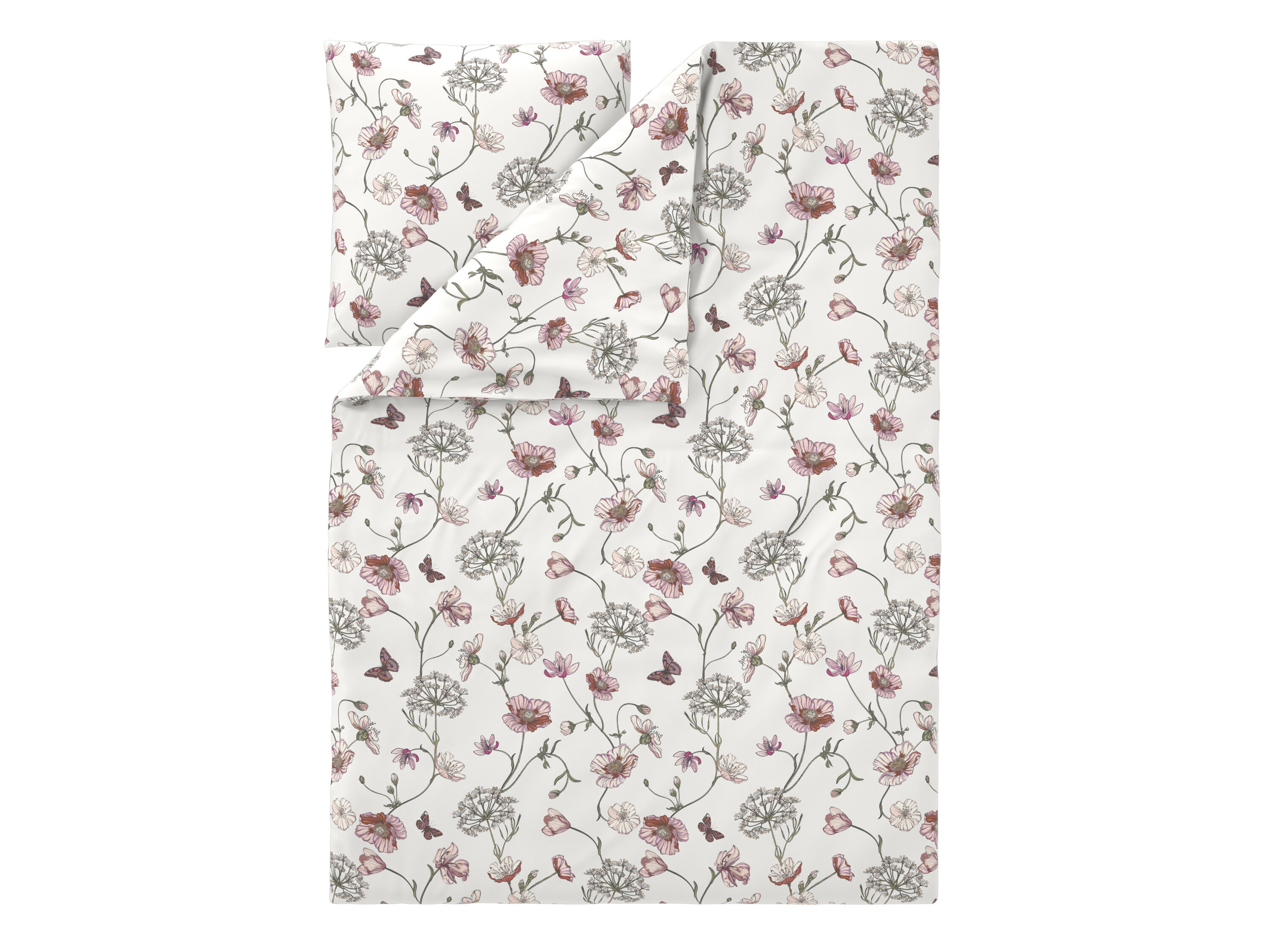 LIVARNO Satijnen dekbedovertrek 140 x 200 cm (Vlinders/wit) - 4052916983737