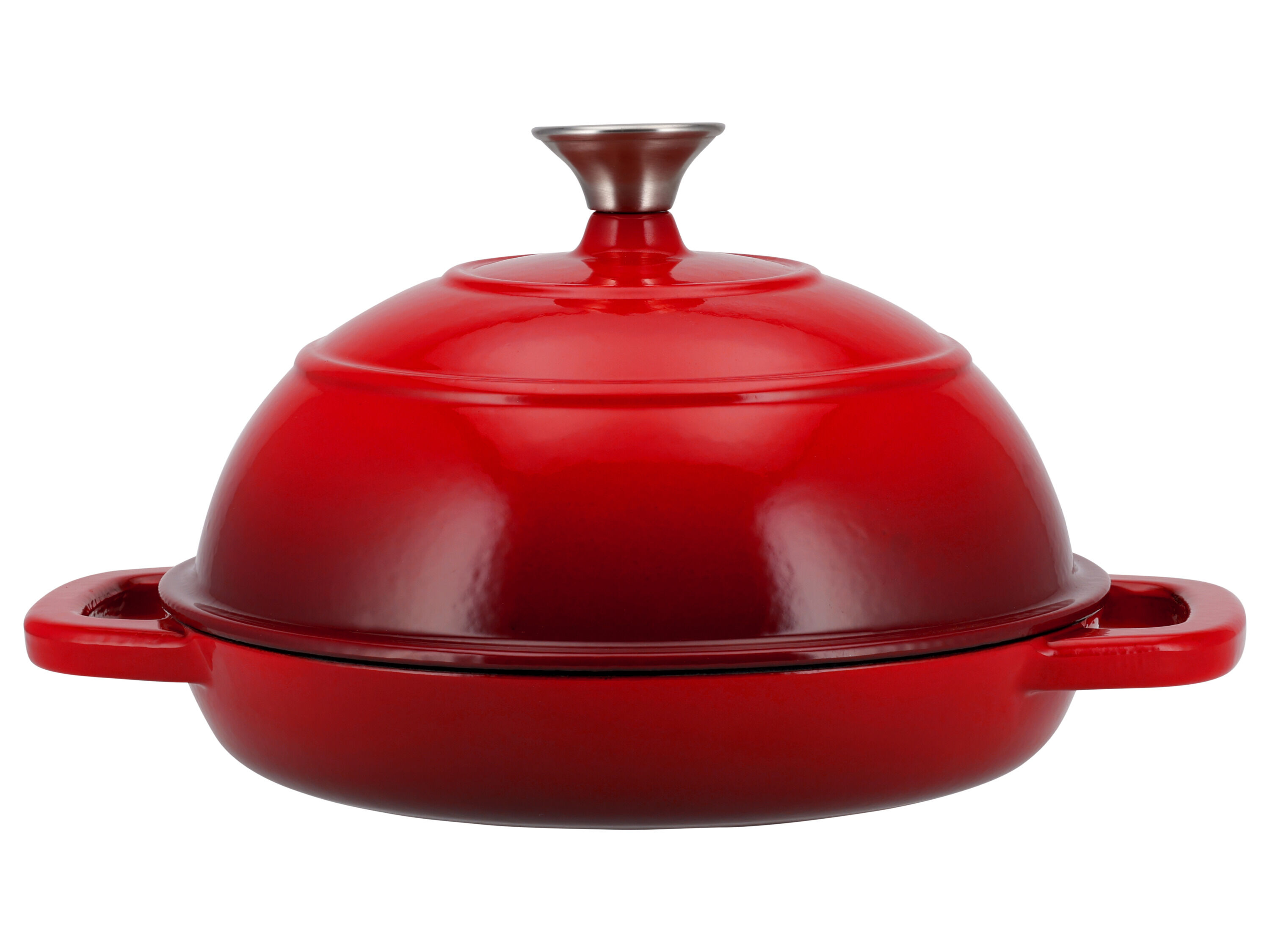 SILVERCREST Gietijzeren broodpan (Rond, Rood) - 4052916683170