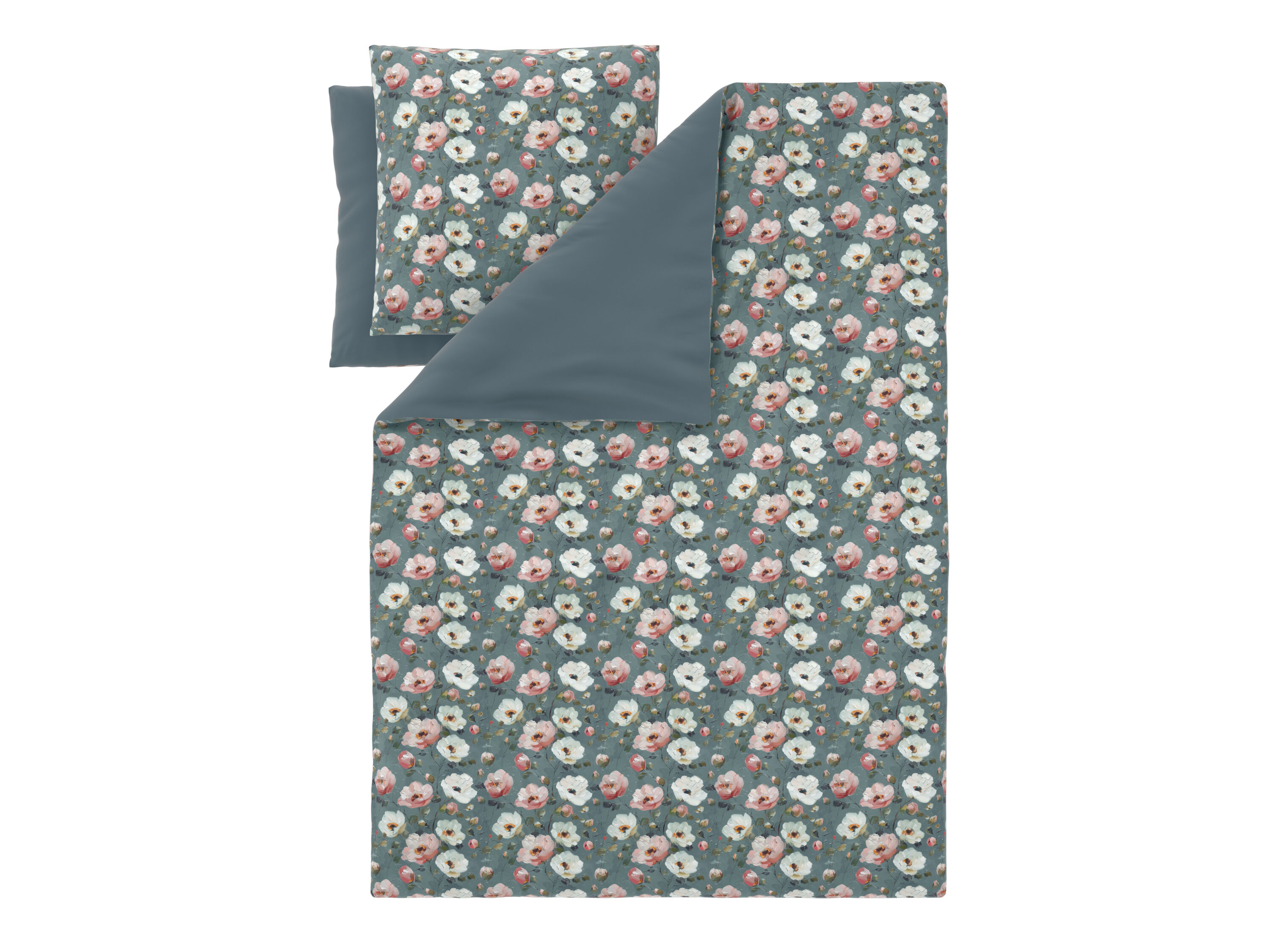 LIVARNO Satijnen beddengoed, 200 x 200 cm (Bloemen/groen) - 4052916926253