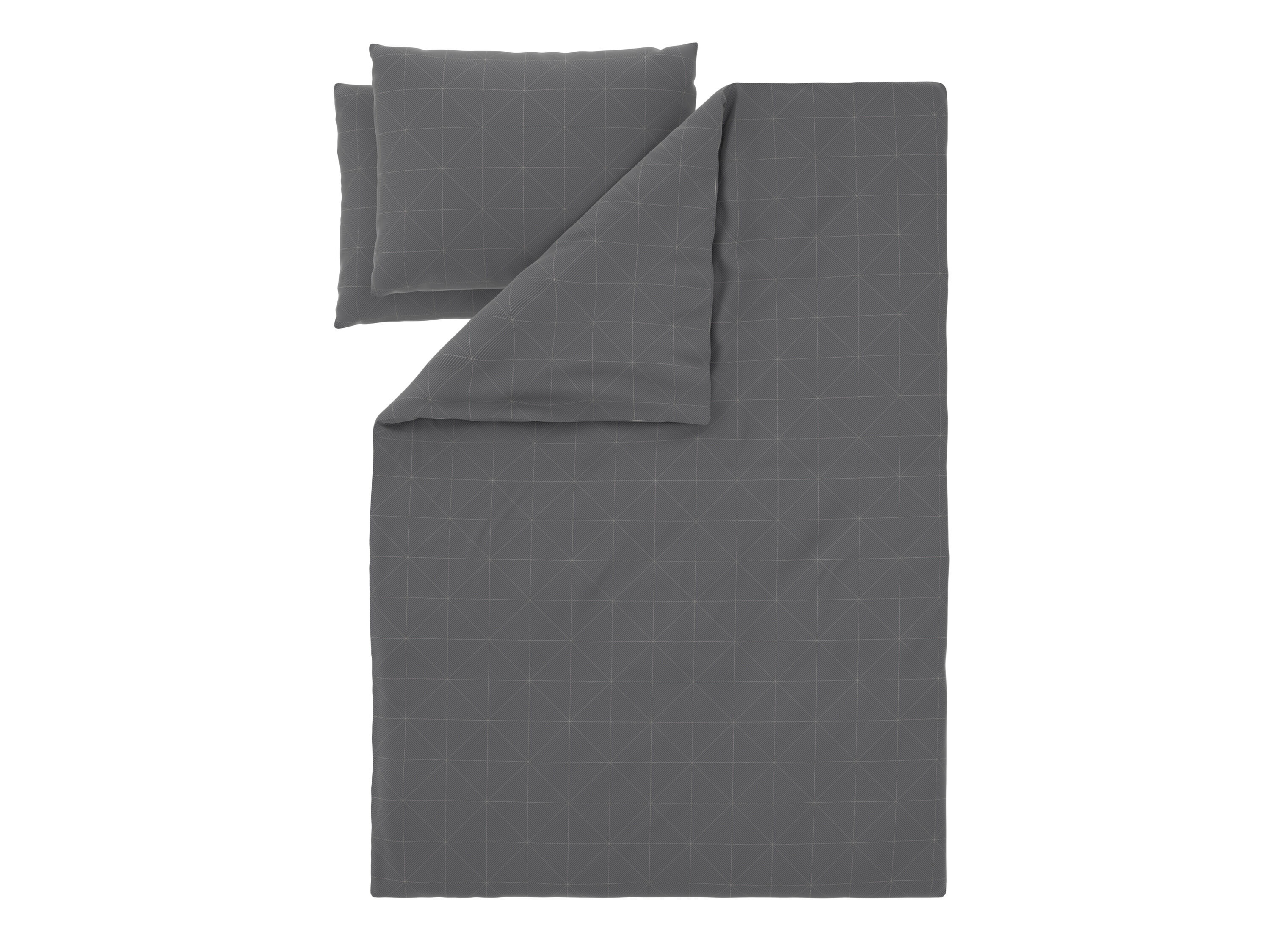 LIVARNO Satijnen dekbedovertrek 240 x 220 cm (Geometrisch/antraciet) - 4052916826843