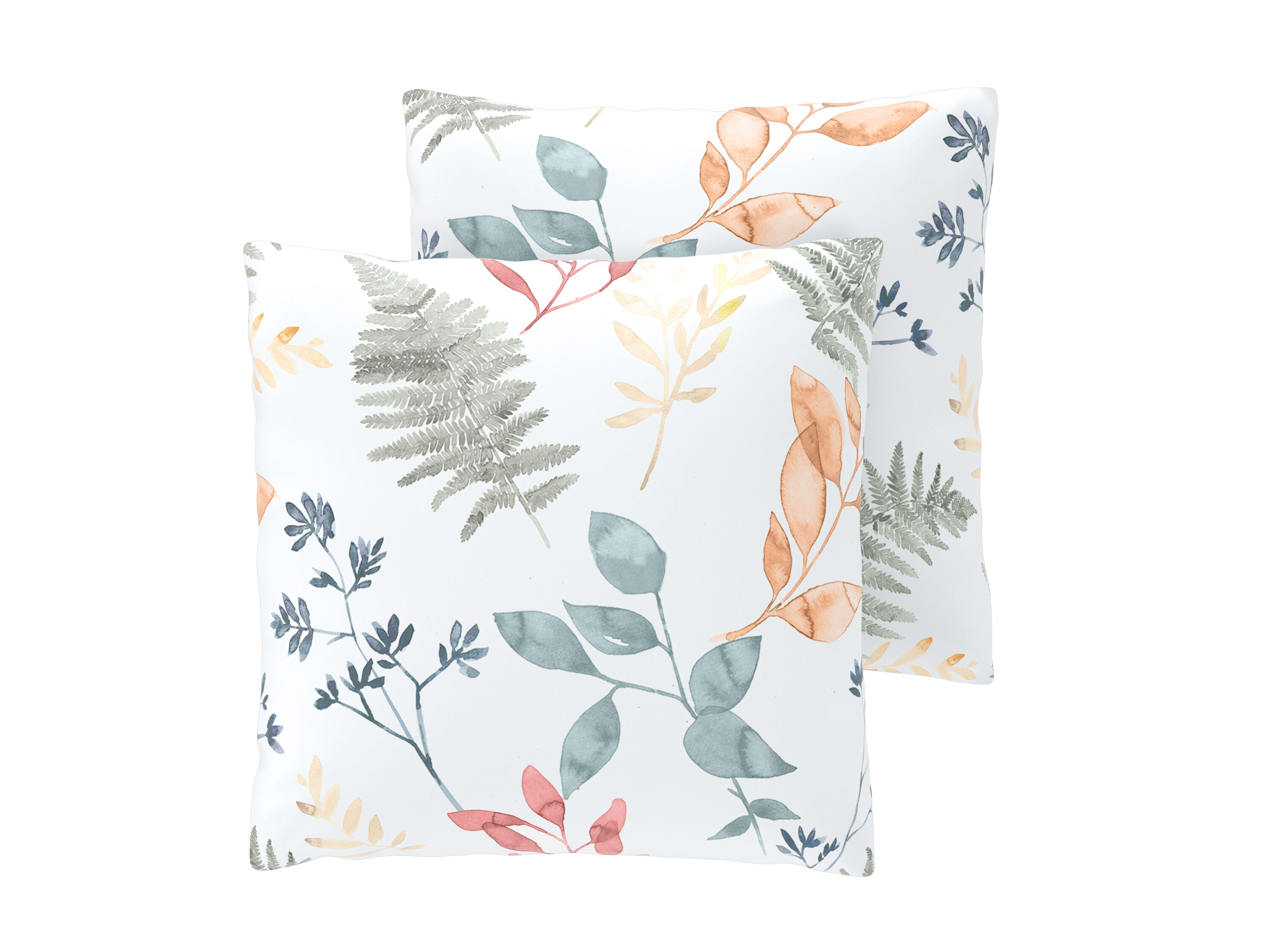 LIVARNO Set van 2 satijnen kussenslopen 50 x 60 cm (Planten wit) - 4052916925010