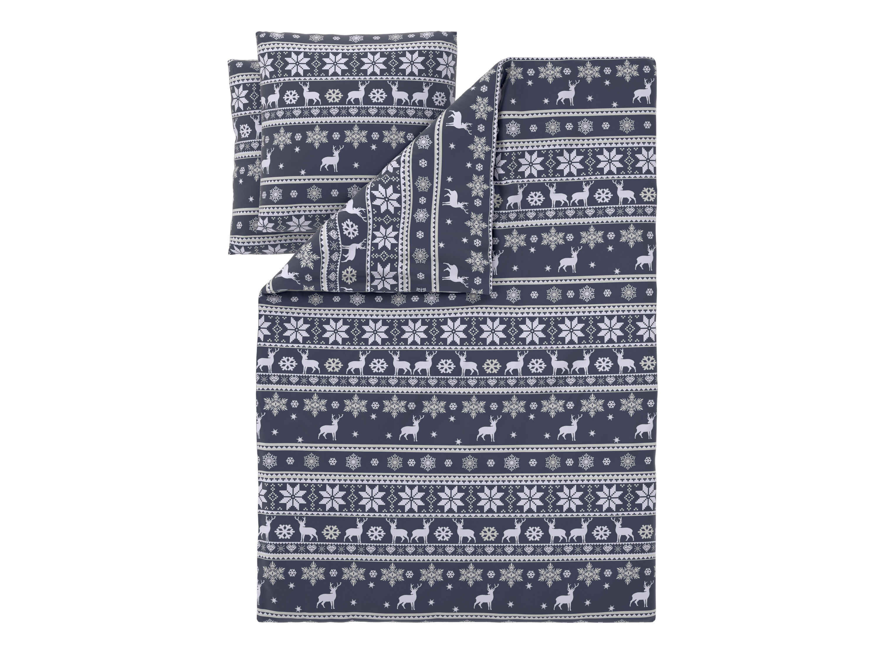 LIVARNO Fleece dekbedovertrek 200 x 200 cm (Herten blauw) - 4052916826560