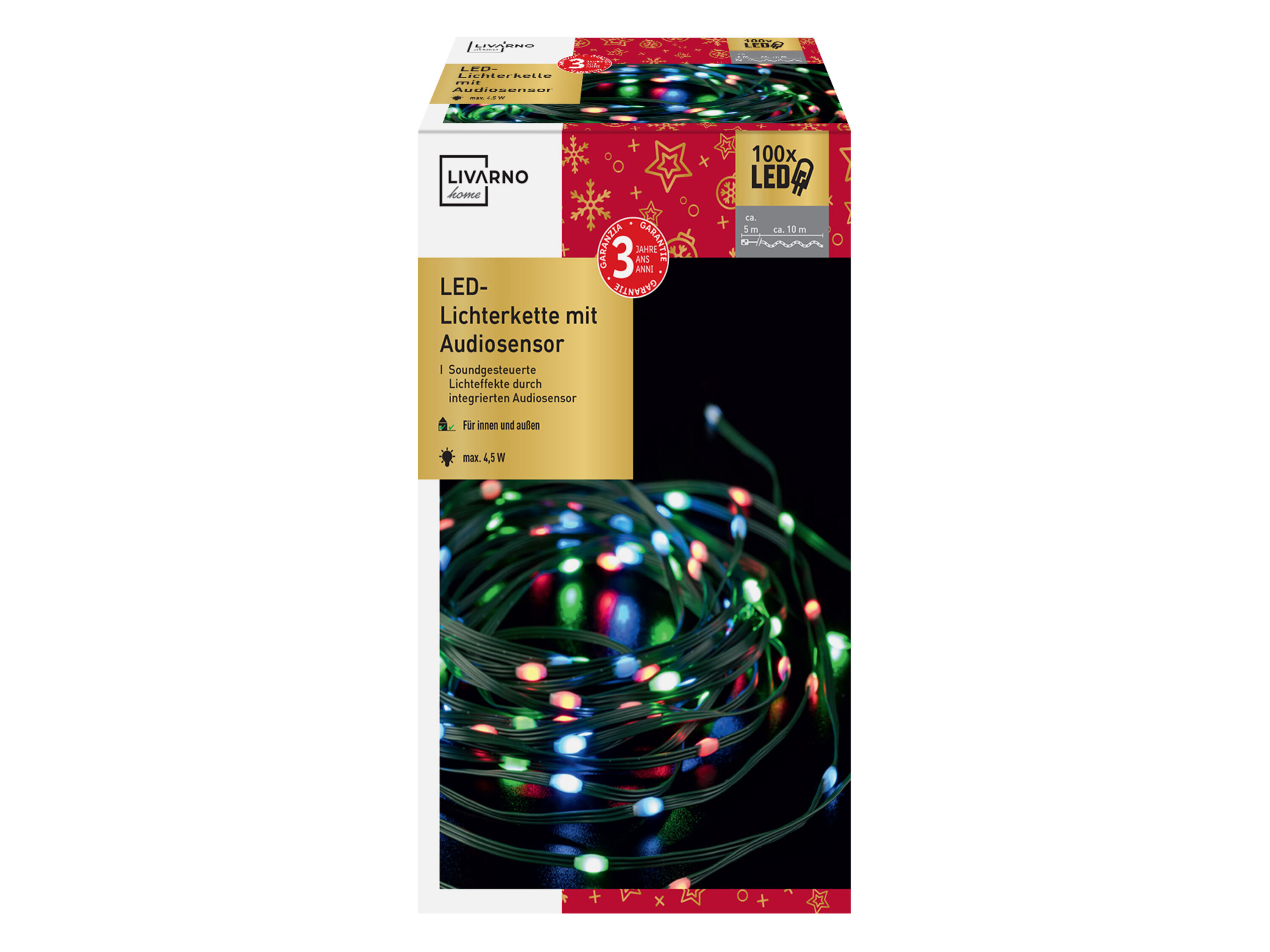 LIVARNO home LED-lichtsnoer met audiosensor 100 LED's (Groen) - 4052916737439