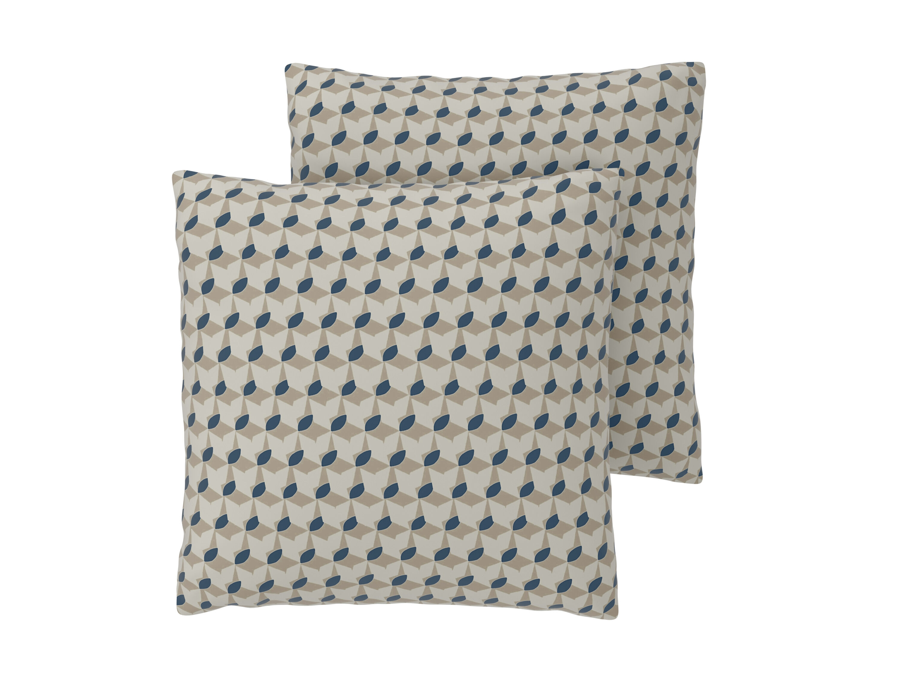 LIVARNO Set van 2 kussenslopen 50 x 60 cm (Beige/donkerblauw) - 4052916831434
