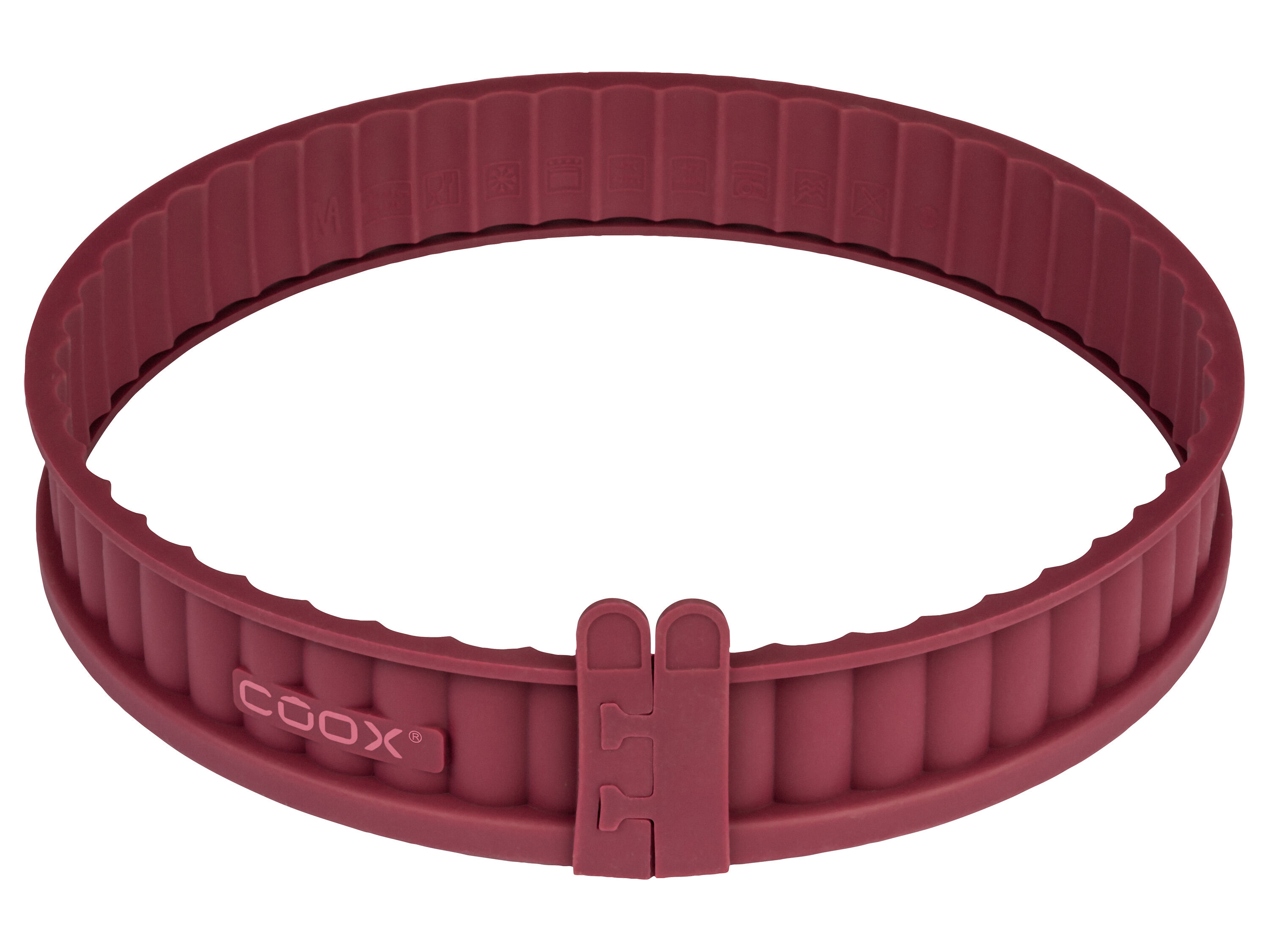 Coox Siliconen quichevorm met glazen bodem (Rood) - 4260191683796