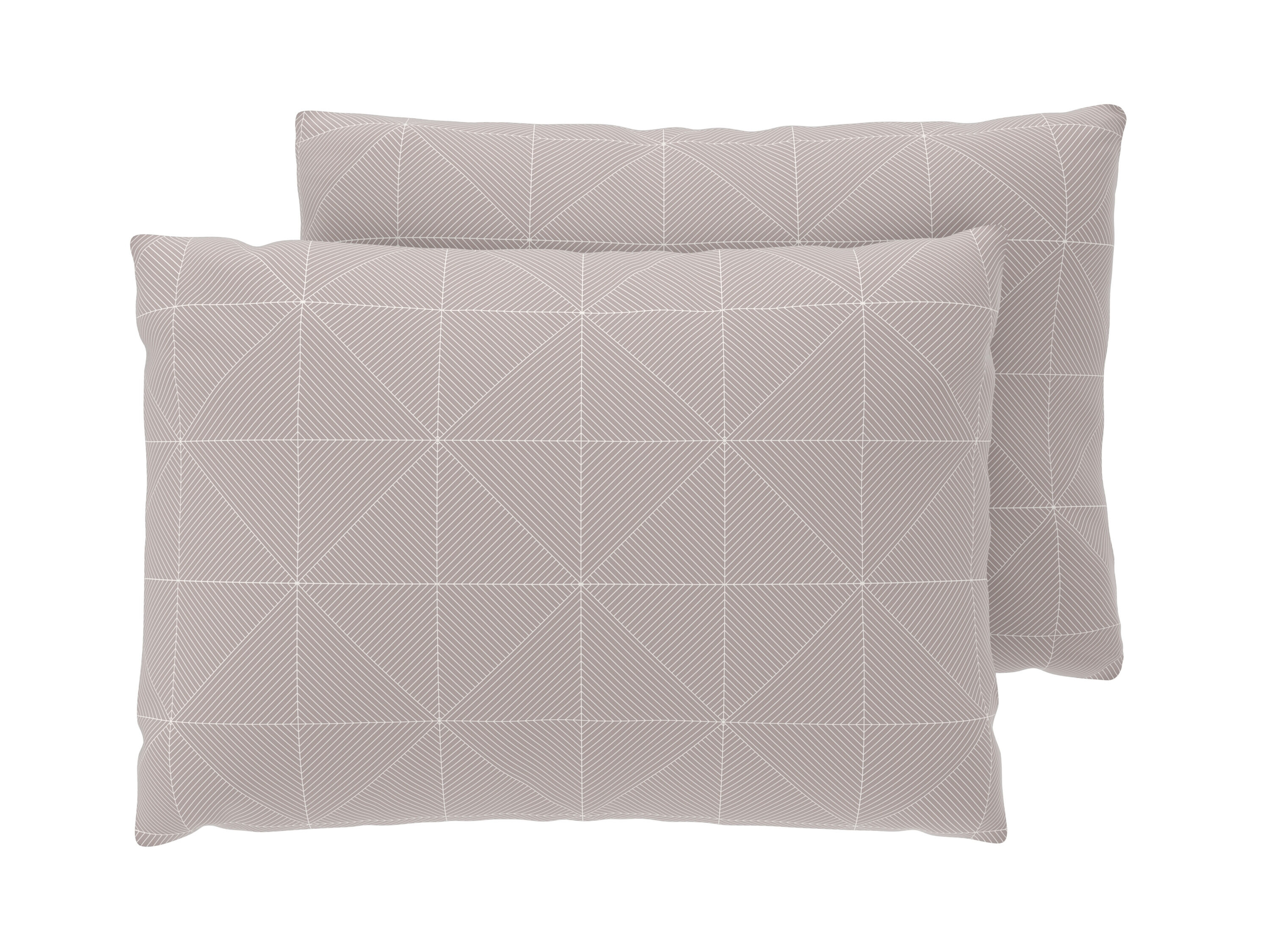 LIVARNO Set van 2 satijnen kussenslopen 60 x 50 cm (Geometrisch/beige) - 4052916816578