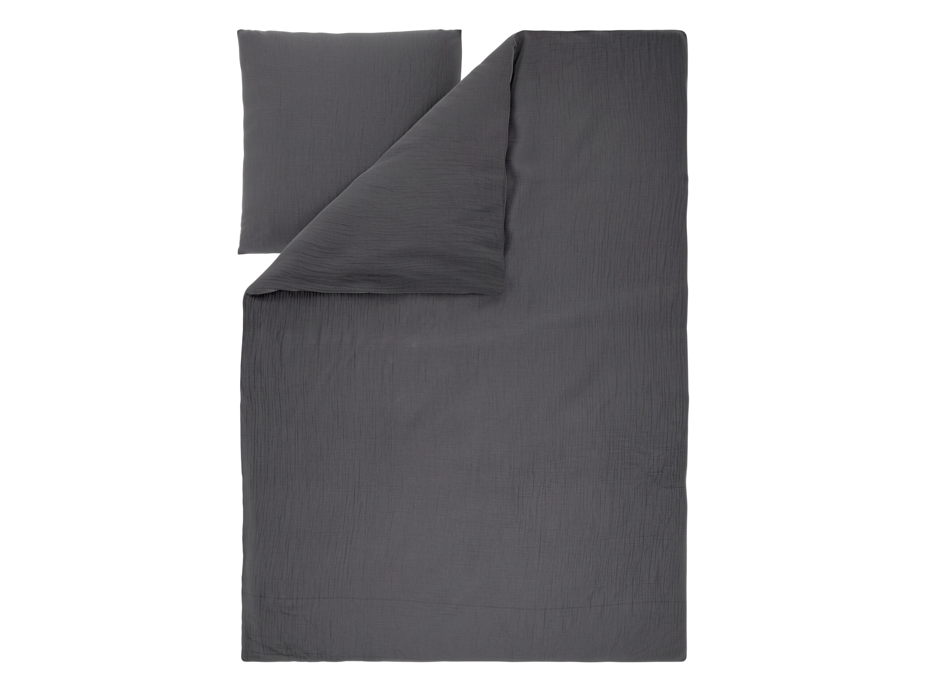 LIVARNO Mousseline dekbedovertrek 140 x 200 cm (Donkergrijs) - 4052916910658