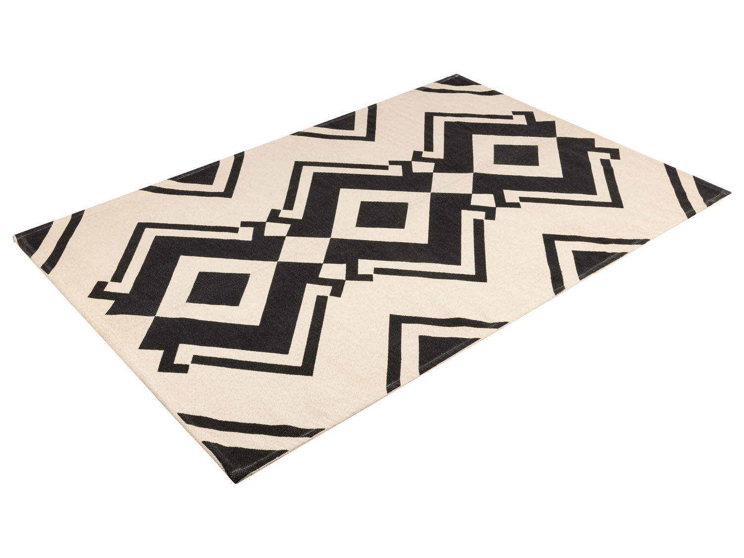 LIVARNO home Katoenen vloerkleed 140 x 200 cm (Zwart/wit) - 4054601034342