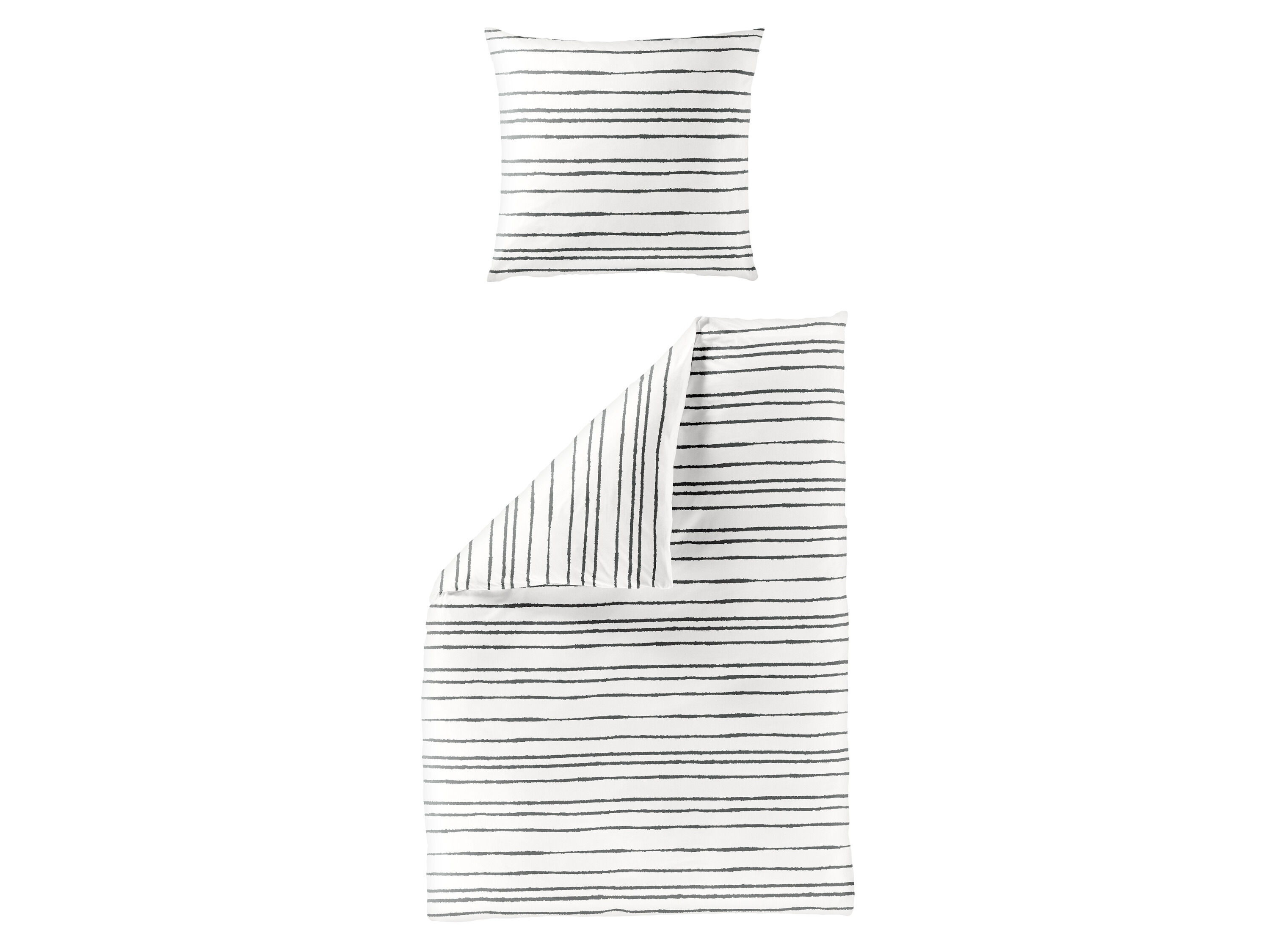 Bierbaum Renforcé dekbedovertrek (Grijs/wit gestreept, 155 x 220 cm) - 4009023391672
