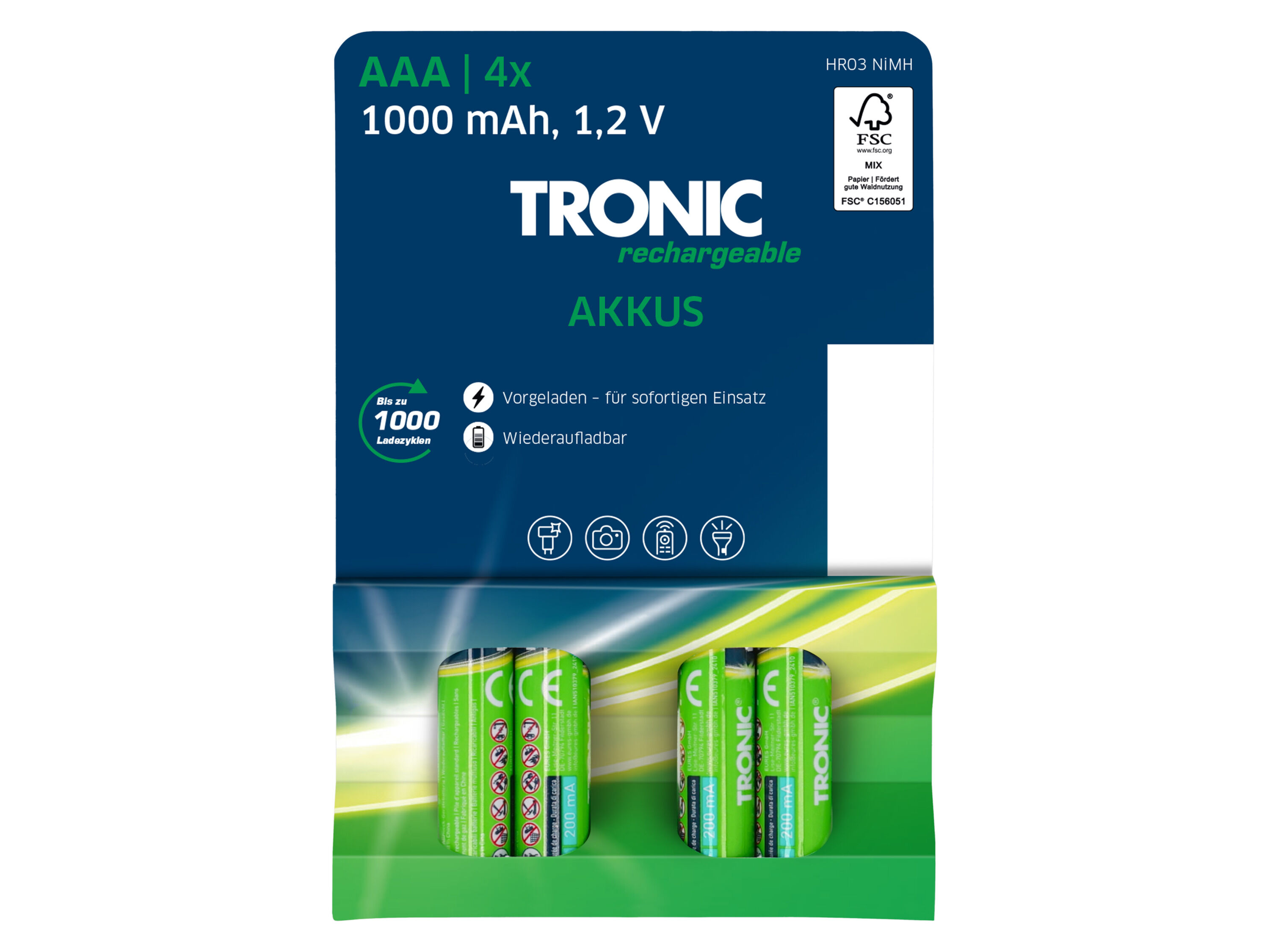 TRONIC 4 oplaadbare batterijen (AAA) - 4052916662014