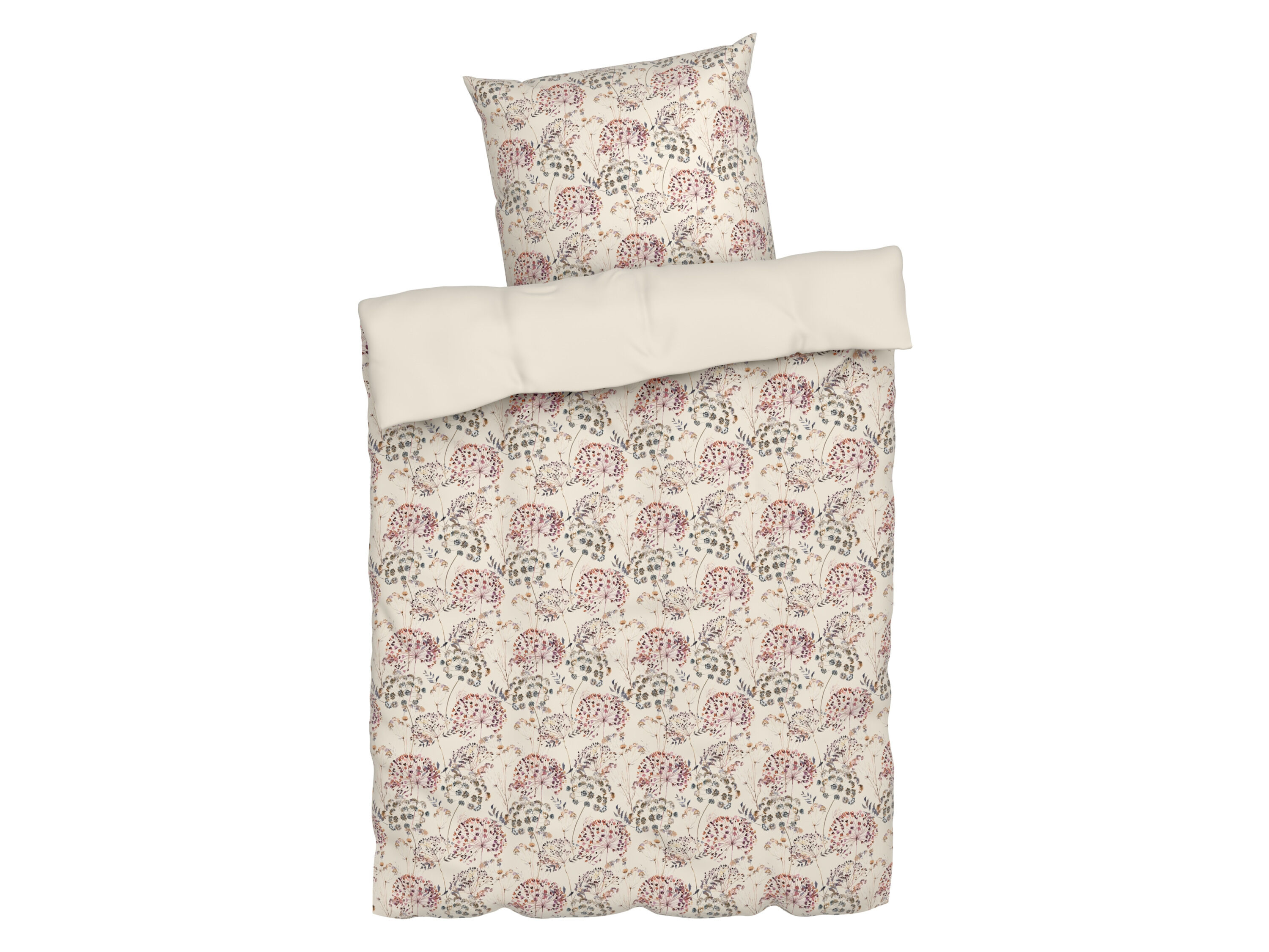 LIVARNO home Satijnen dekbedovertrek 140 x 200 cm (Bloemen/wit) - 4052916629161