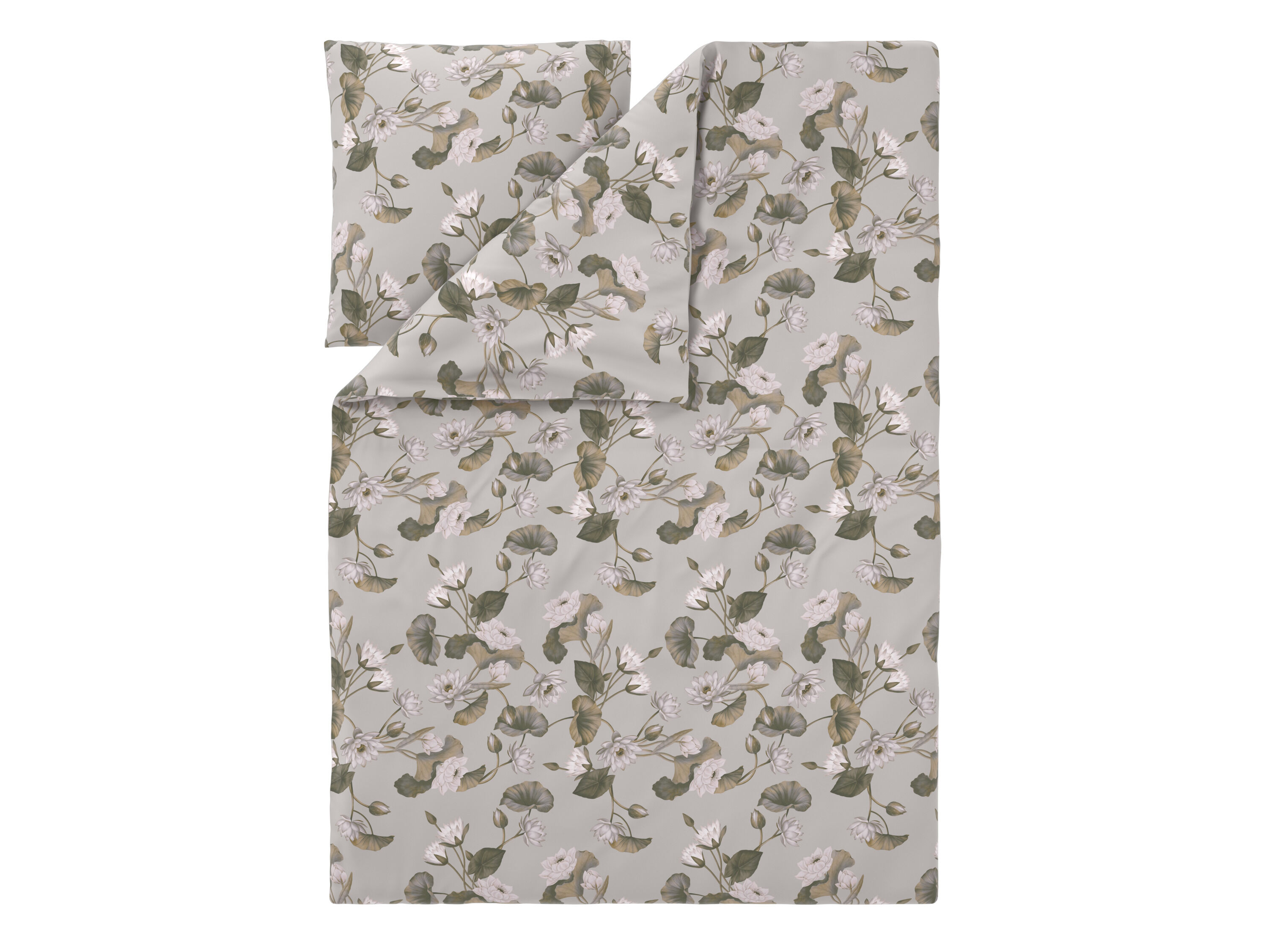 LIVARNO Satijnen dekbedovertrek 140 x 200 cm (Bloemen/beige) - 4052916944691
