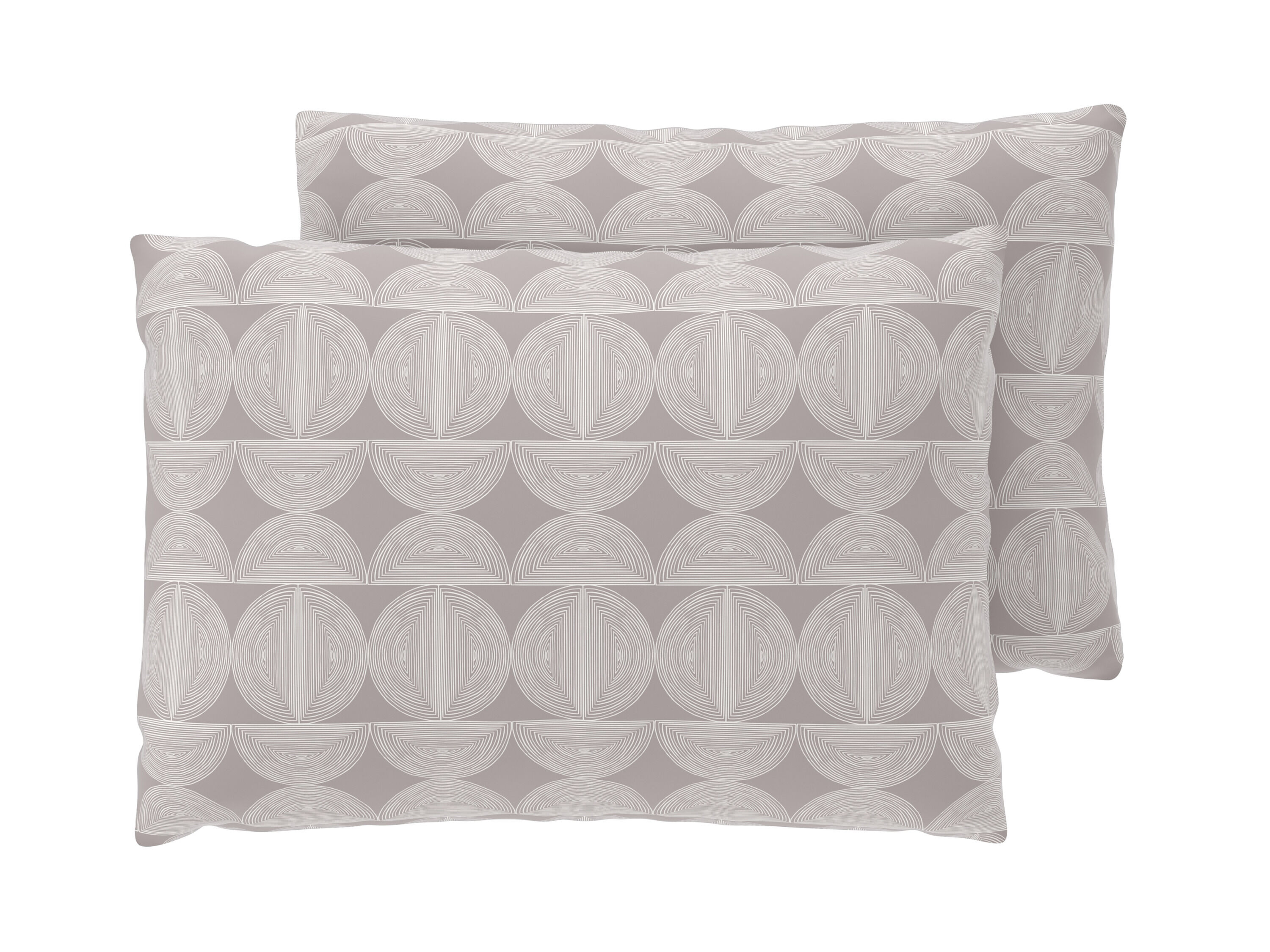 LIVARNO Set van 2 satijnen kussenslopen 60 x 50 cm (Cirkels/beige) - 4052916816660