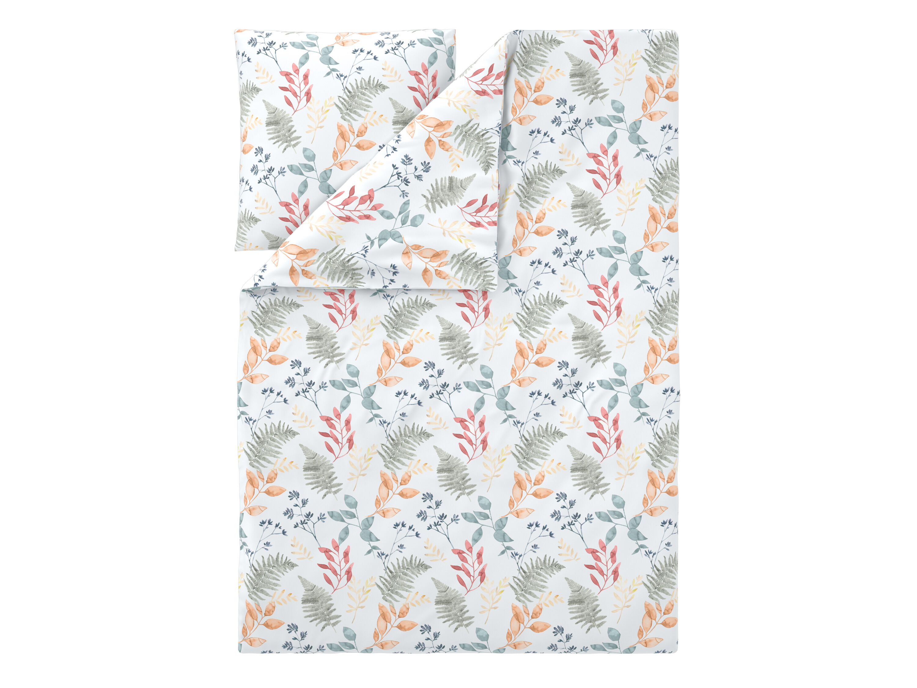 LIVARNO Satijnen dekbedovertrek140 x 200 cm (bladeren/wit) - 4052916925249