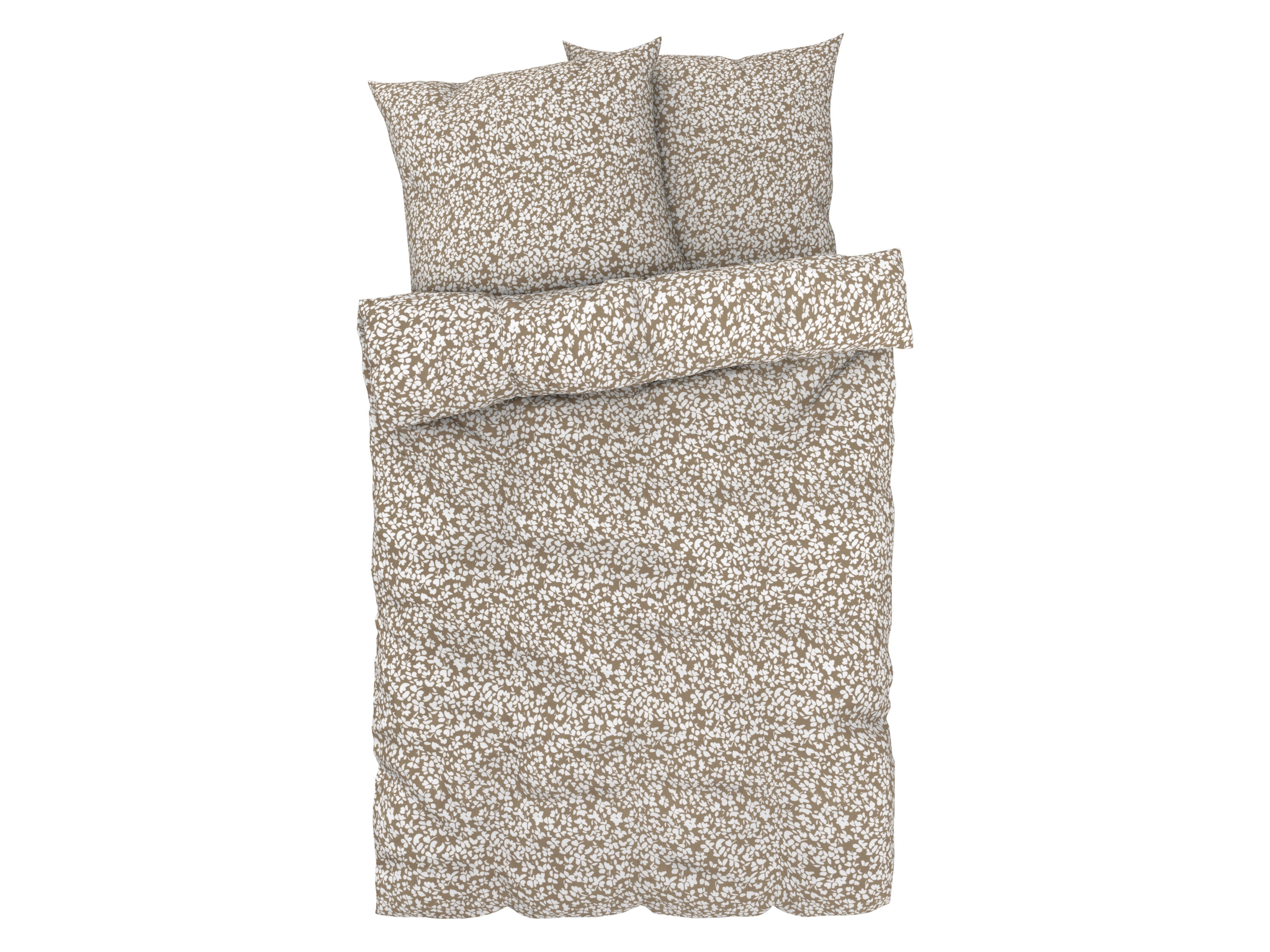 LIVARNO home Satijnen dekbedovertrek 200 x 200 cm (patroon bruin/wit) - 4052916419038