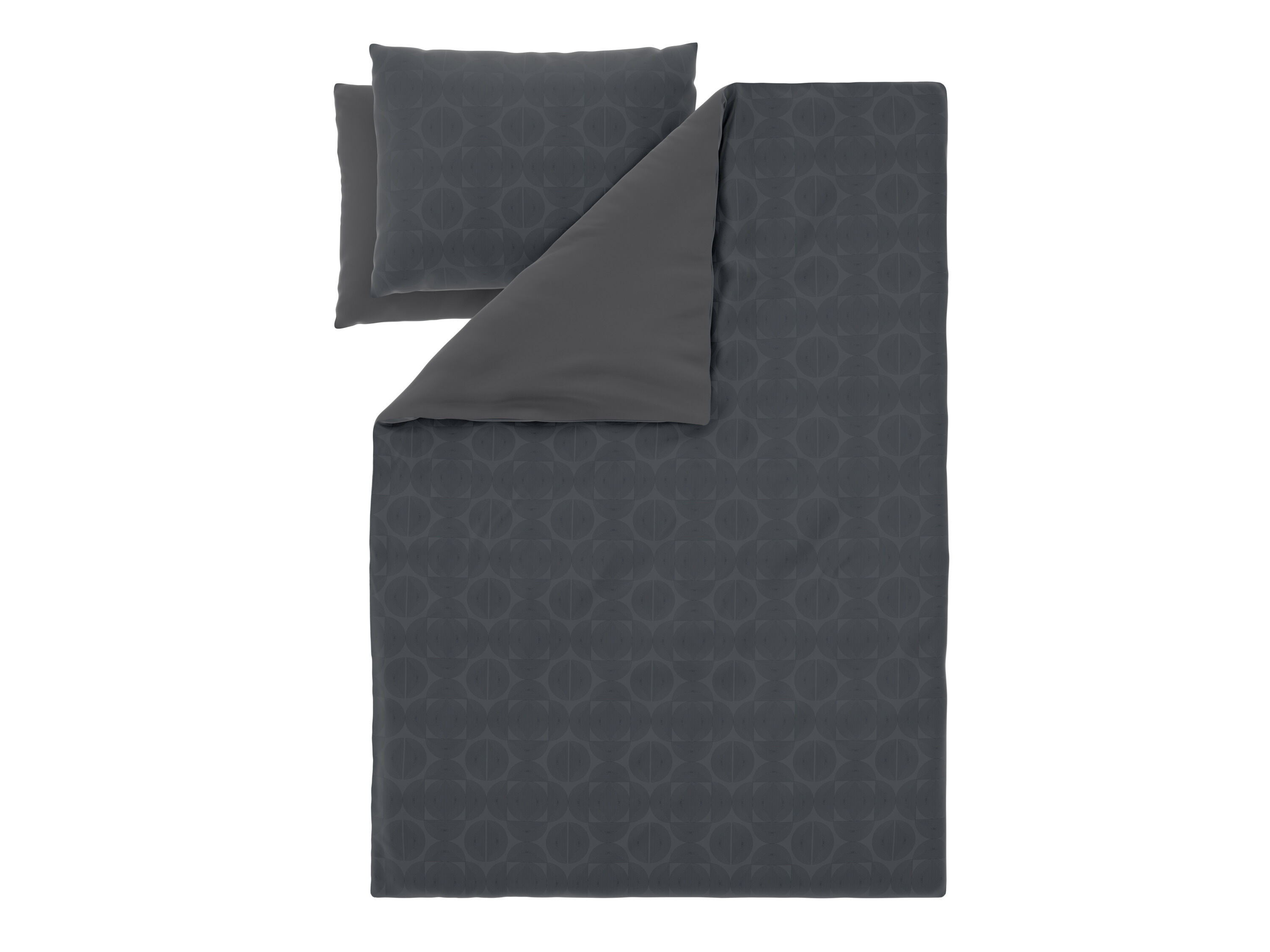 LIVARNO Satijnen dekbedovertrek 240 x 220 cm (Cirkels/antraciet) - 4052916826744