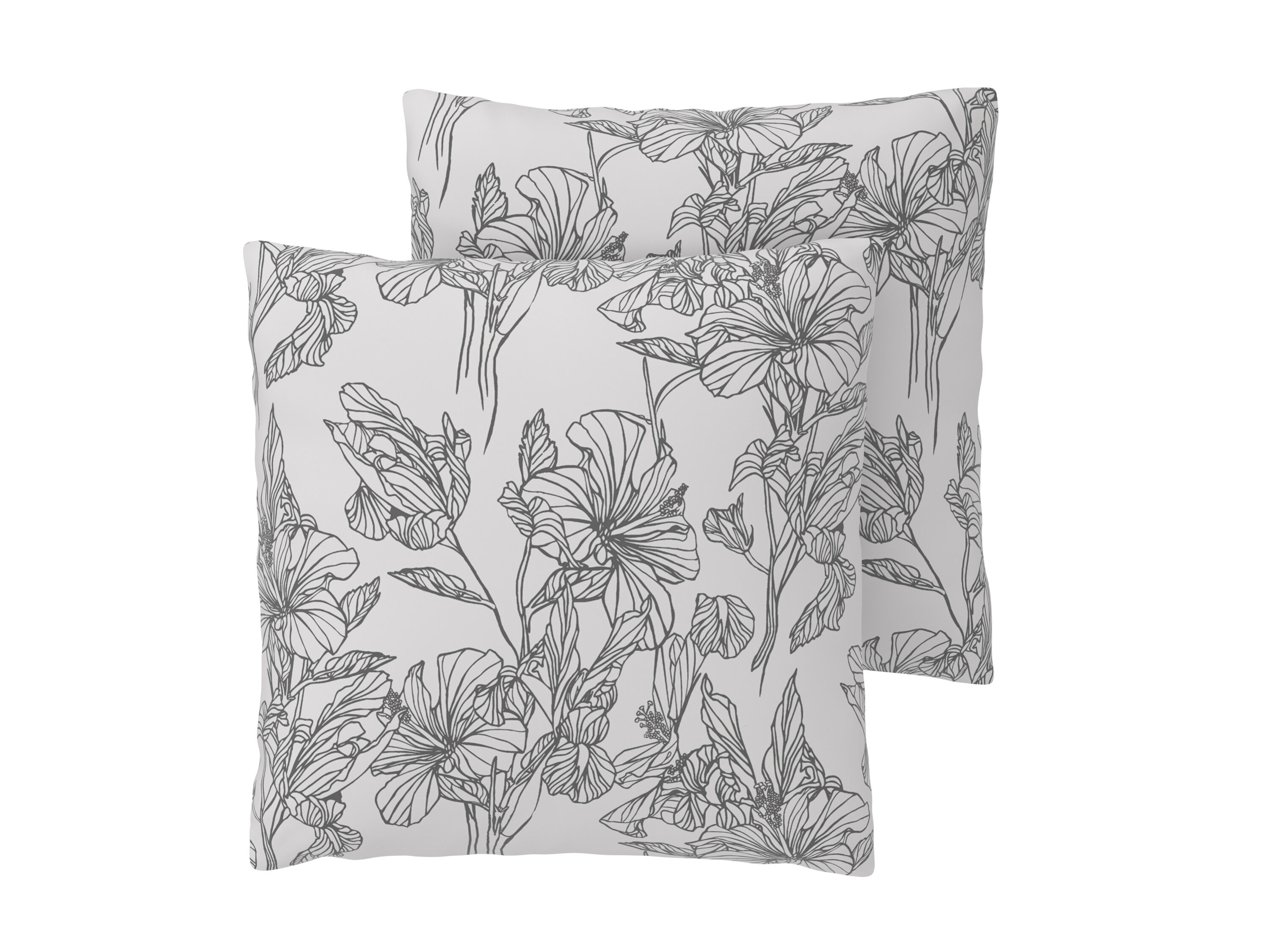LIVARNO Set van 2 kussenslopen 50 x 60 cm (Wit/grijs) - 4052916831533