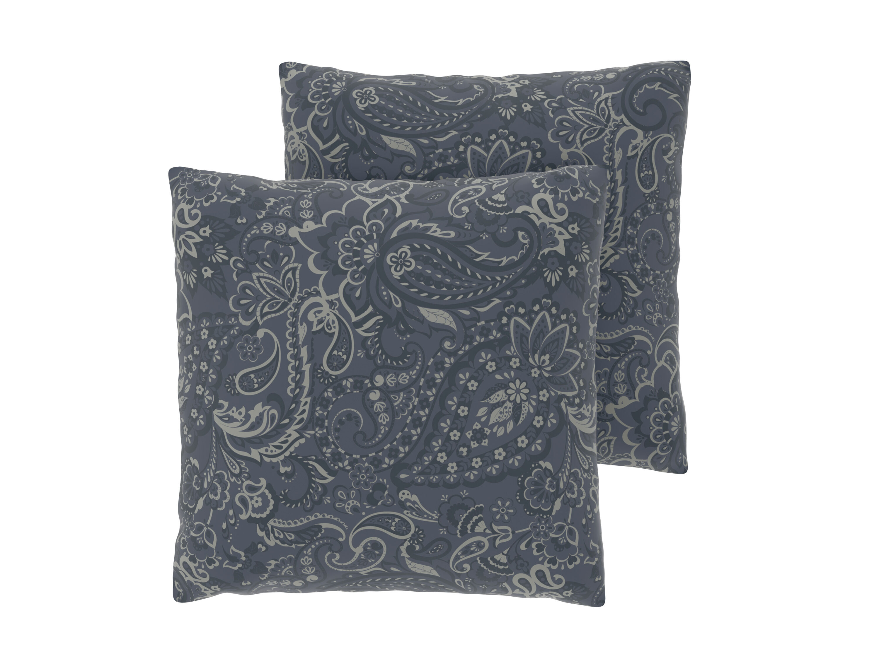 LIVARNO Set van 2 satijnen kussenslopen 60 x 50 cm (Paisley/grijs) - 4052916841501