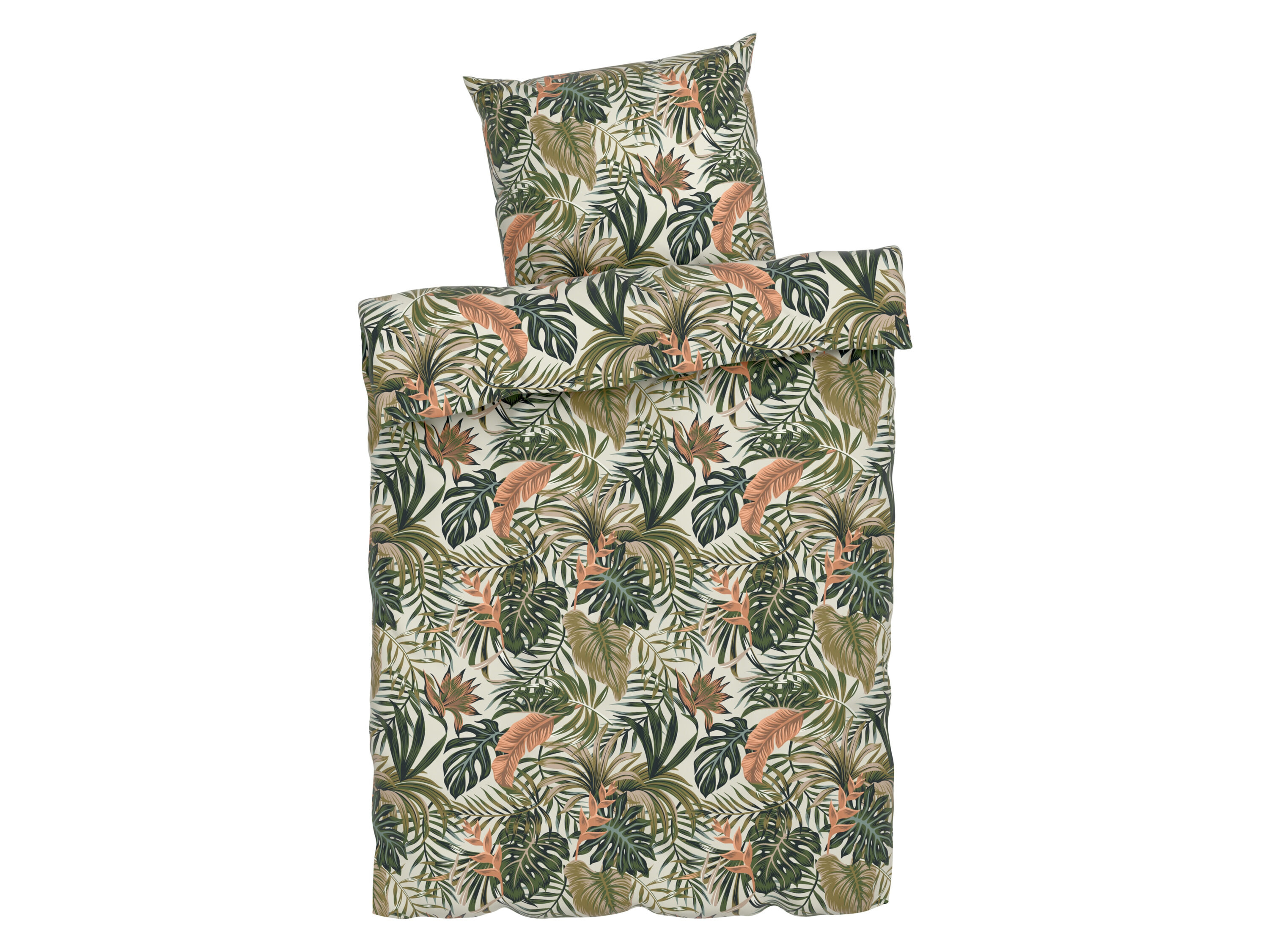 LIVARNO home Microfiber satijnen beddengoed, ademend, 140 x 200 cm (let op: LV OSNL) (Palmprint) - 4052916670873