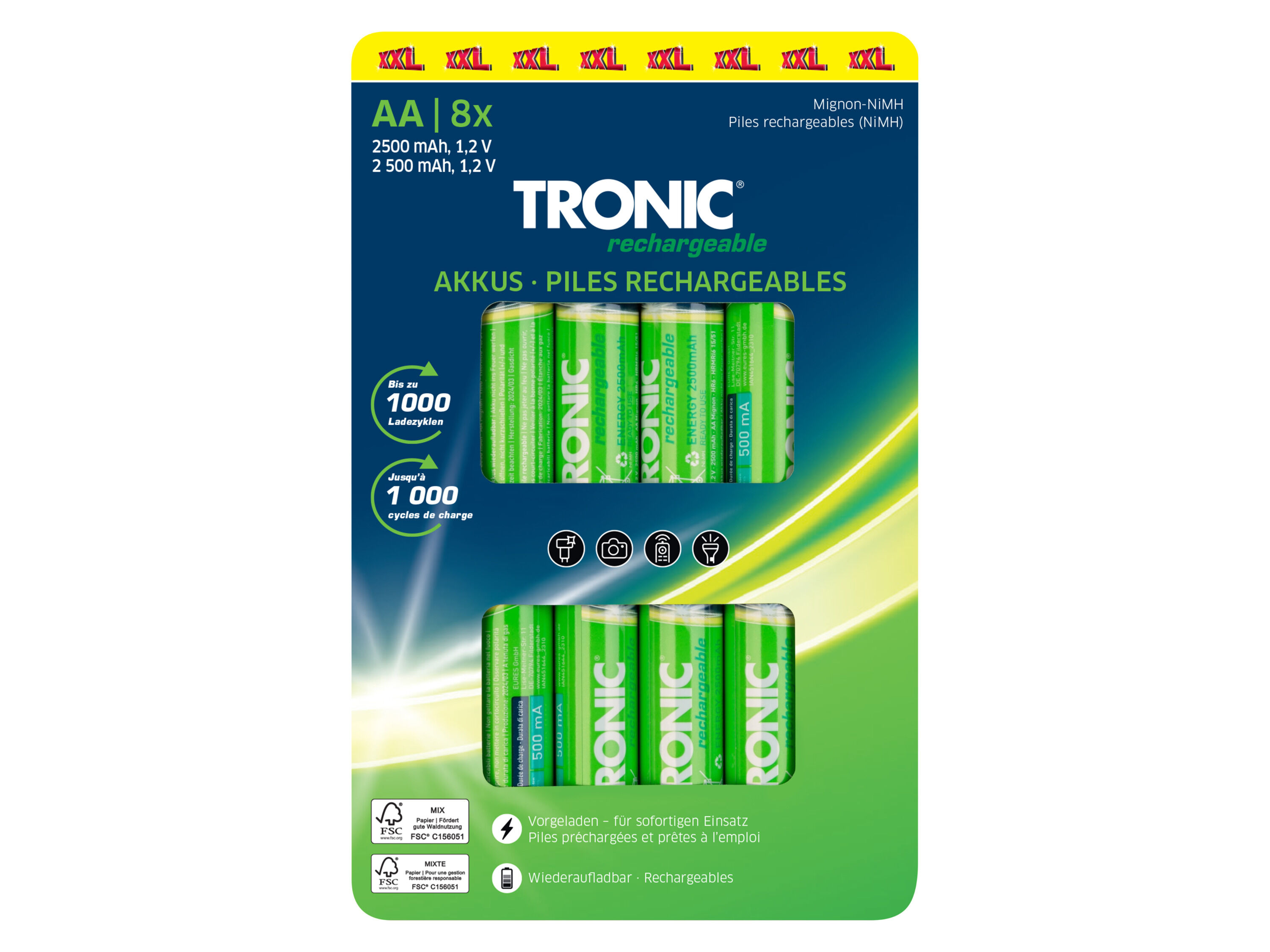 TRONIC Oplaadbare batterijen 8-pack (AA) - 4054599115993
