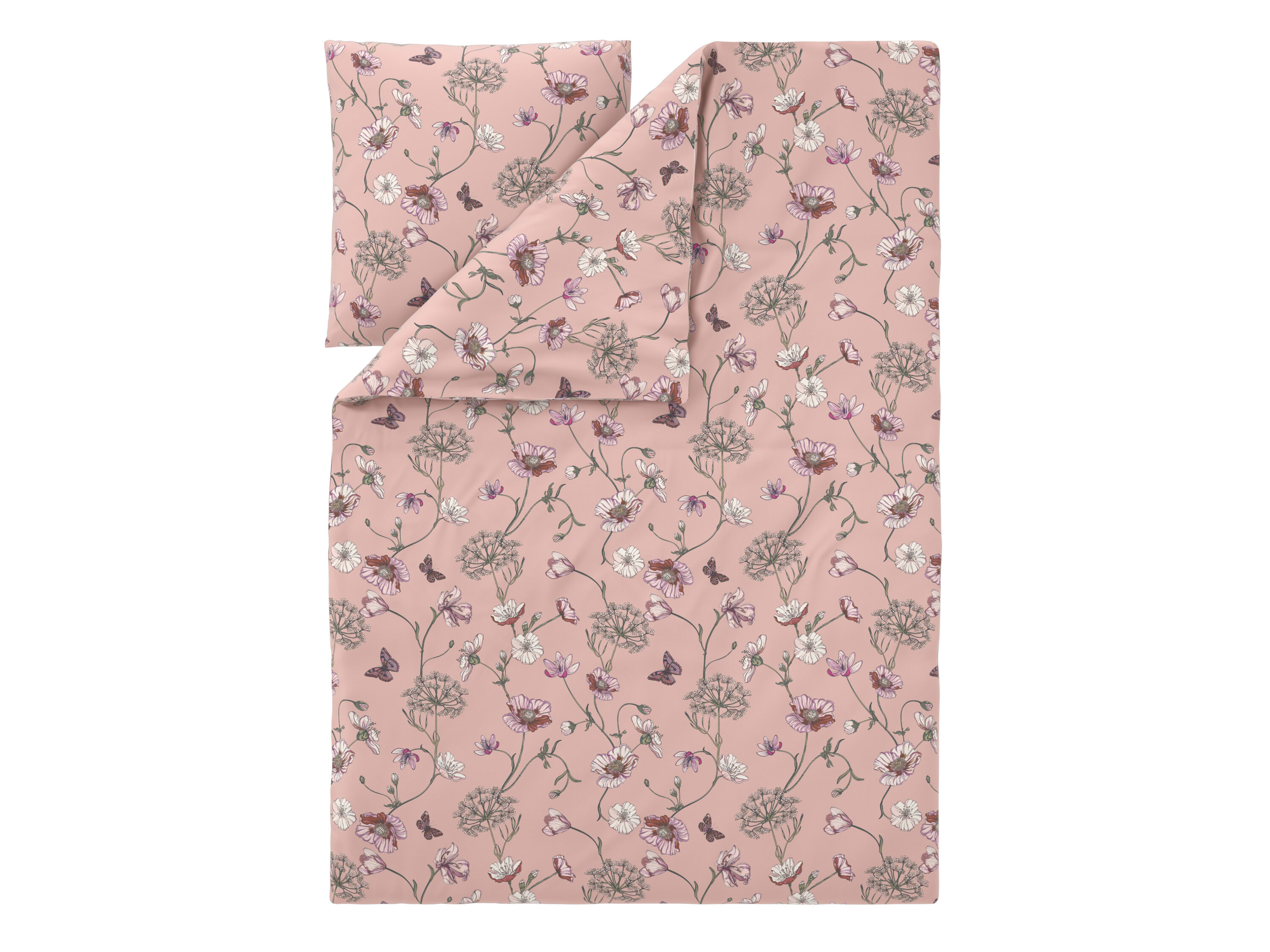 LIVARNO Satijnen dekbedovertrek 140 x 200 cm (Vlinders/roze) - 4052916983645