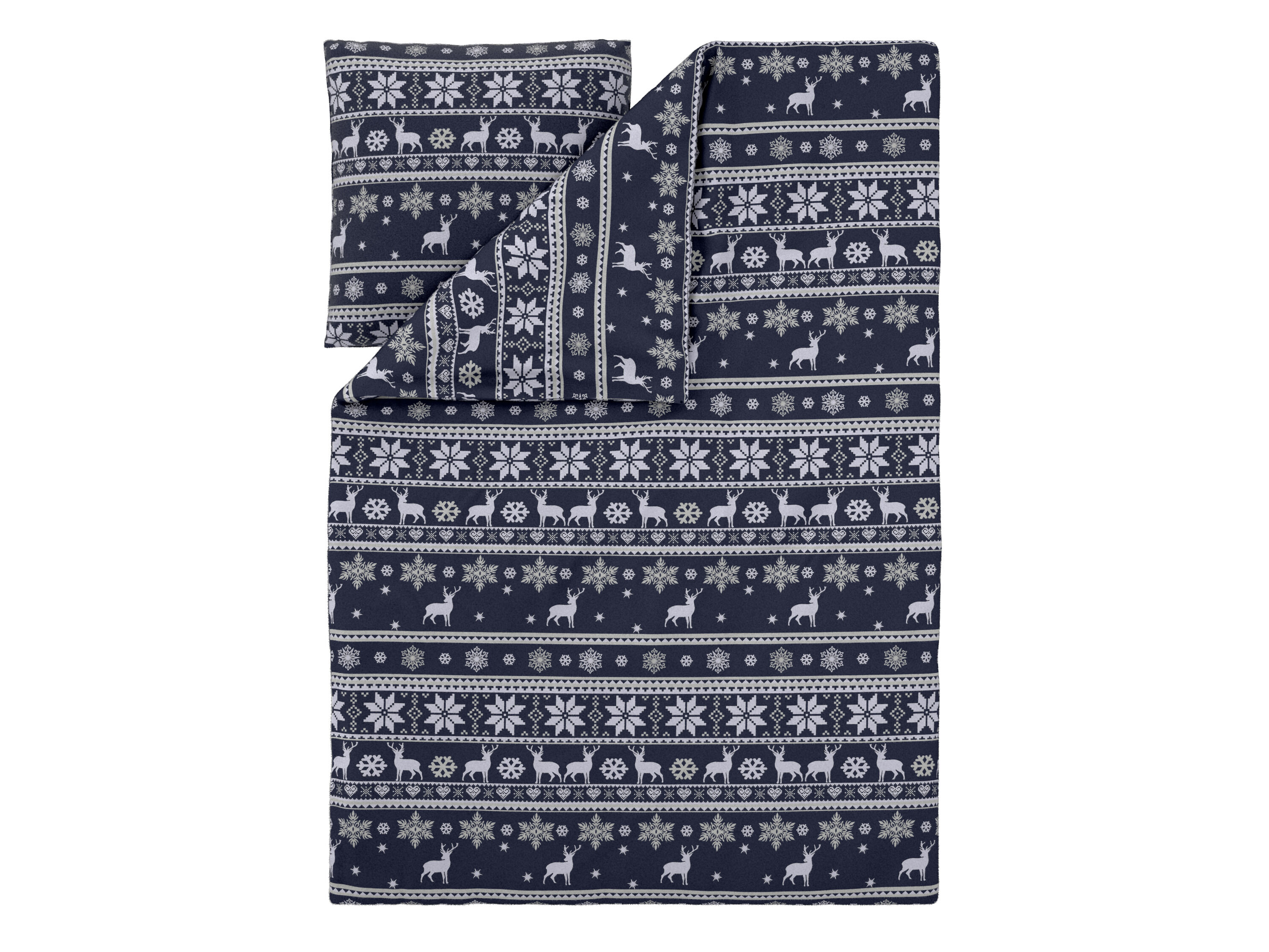 LIVARNO Dekbedovertrek Fleece 140 x 200 cm (Let op: LV OSNL) (Donkerblauw/wit) - 4052916822180