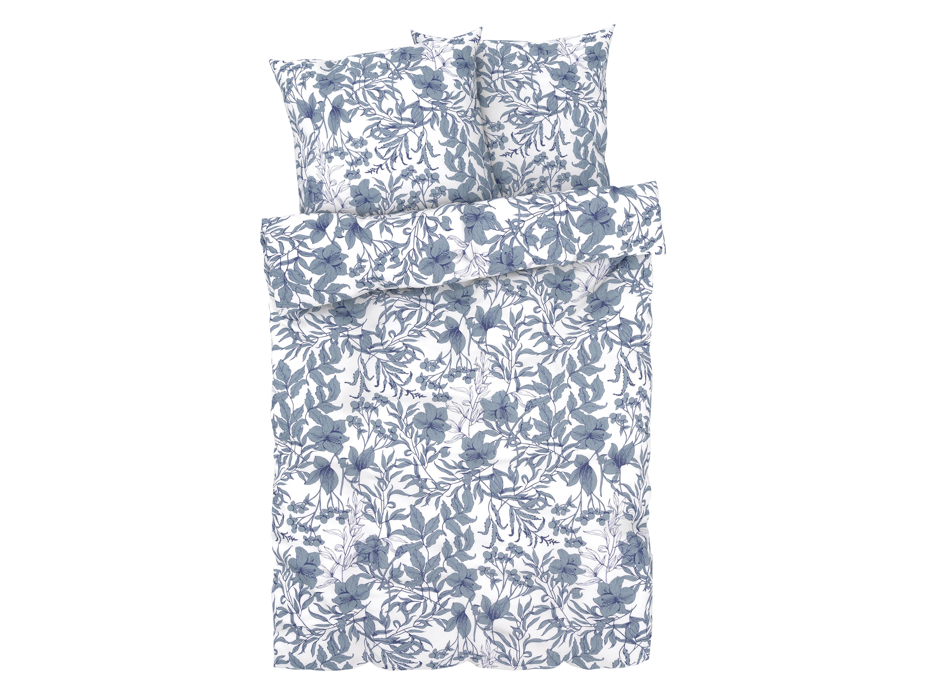 LIVARNO home Satijnen dekbedovertrek 200 x 200 cm (Blauw/wit) - 4335747016837