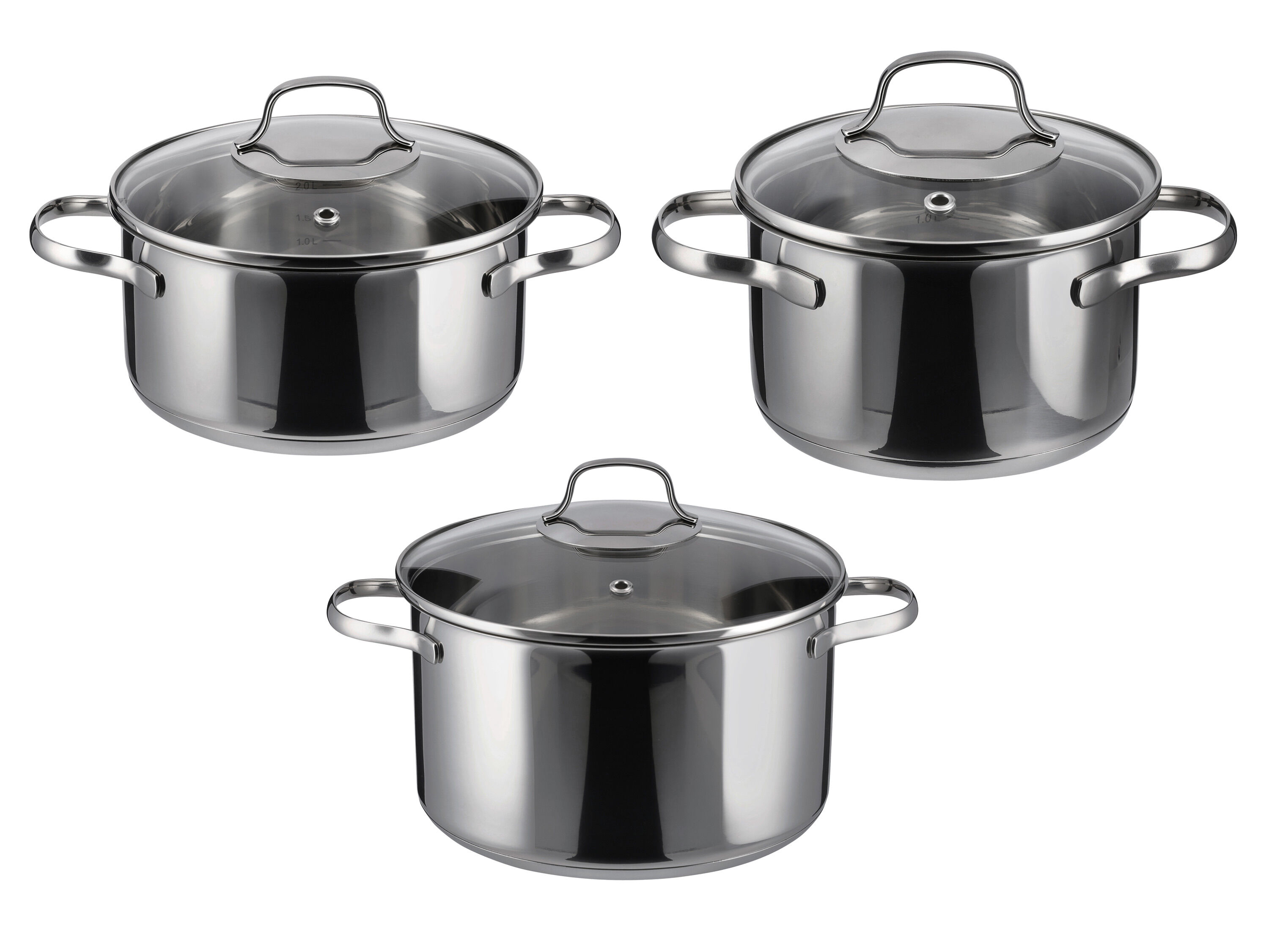 SILVERCREST Set van 3 RVS kookpannen - 4052916843147