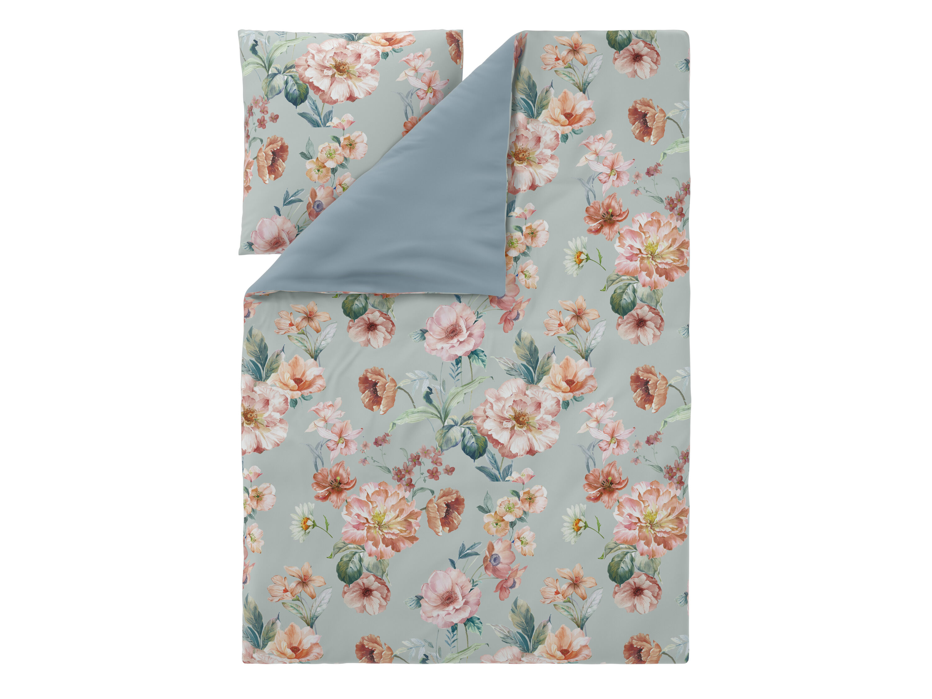 LIVARNO Satijnen dekbedovertrek140 x 200 cm (bloemen) - 4052916925461