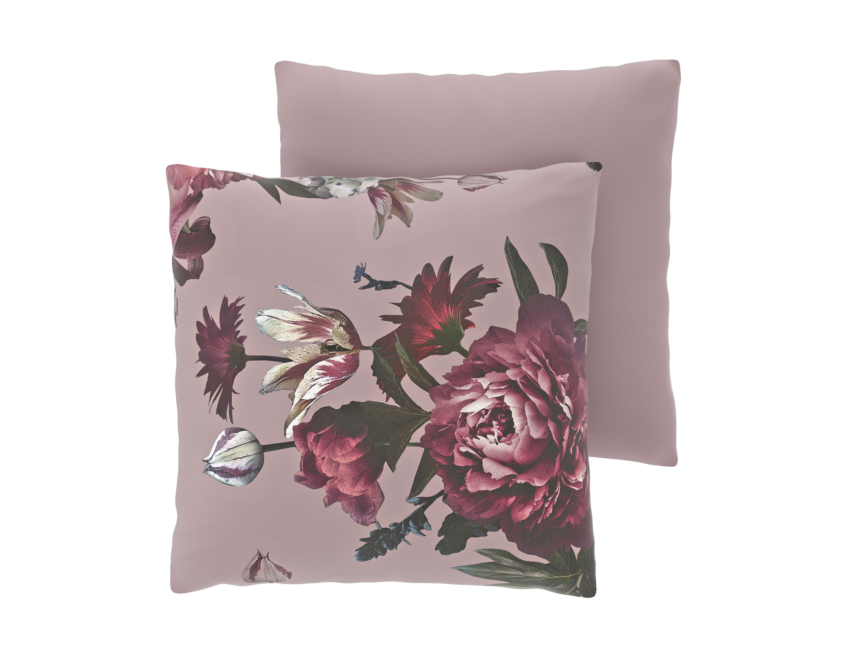 LIVARNO Set van 2 satijnen kussenslopen 60 x 50 cm (Bloemen/lichtroze) - 4052916841440