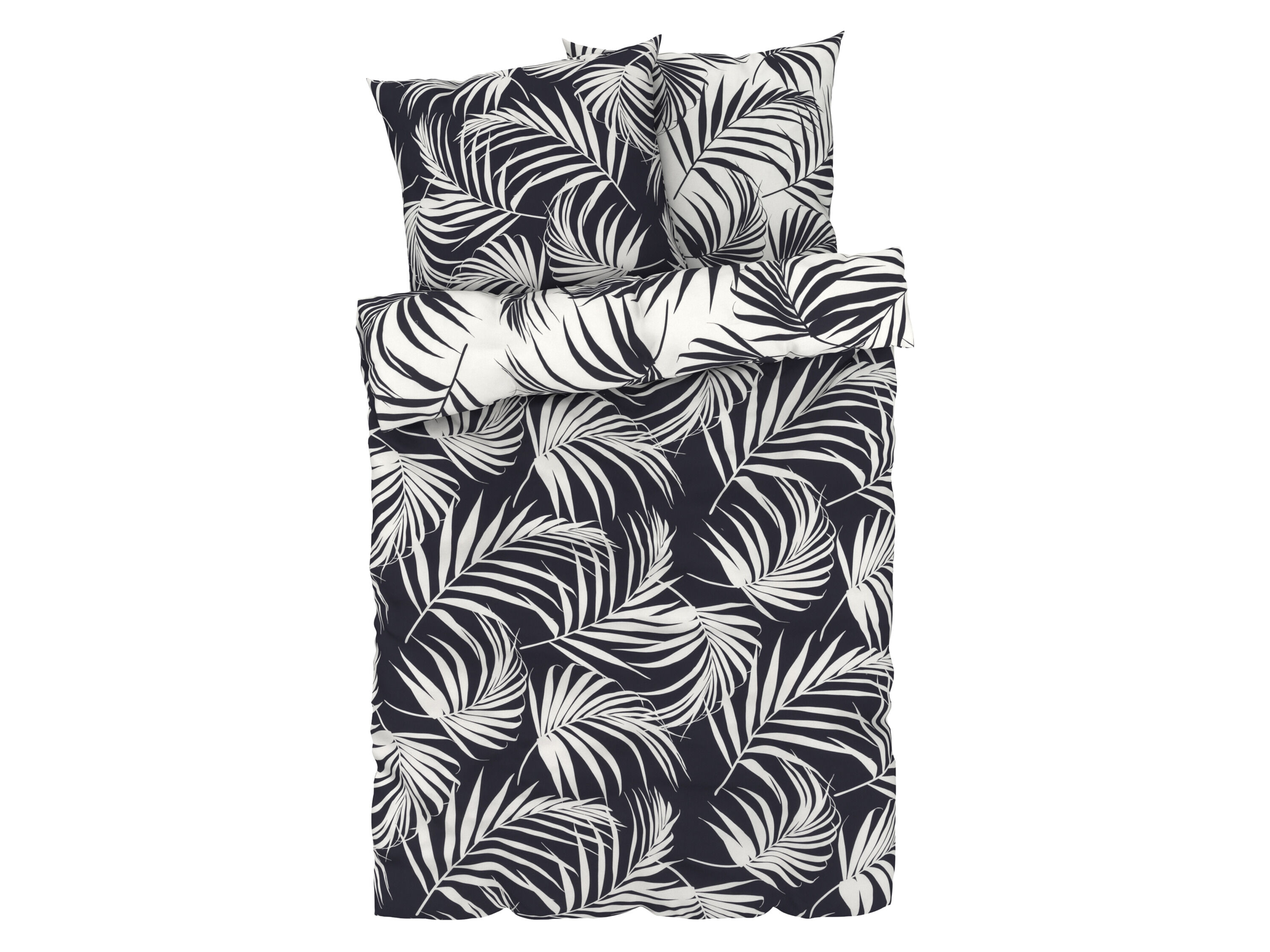 LIVARNO home Luxe Renforcé beddengoed, 100% katoen, 200 x 200 cm (Palmprint) - 4052916182390