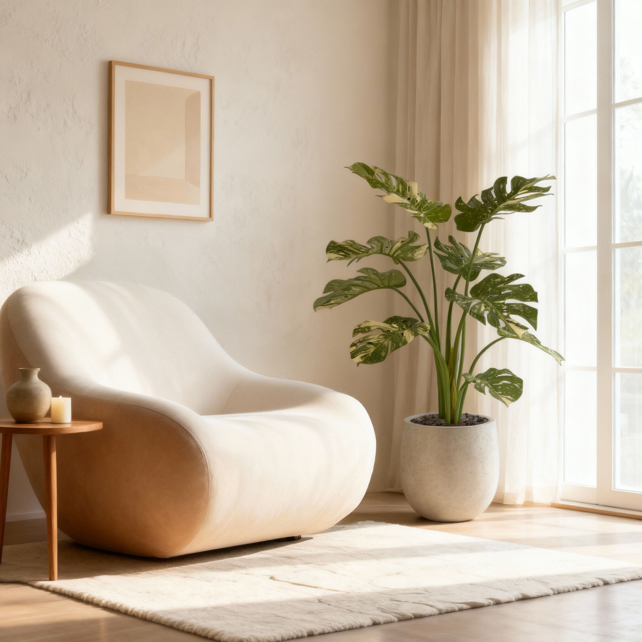 Monstera Deliciosa kunstplant 95cm - groen/bont - 8720039973954