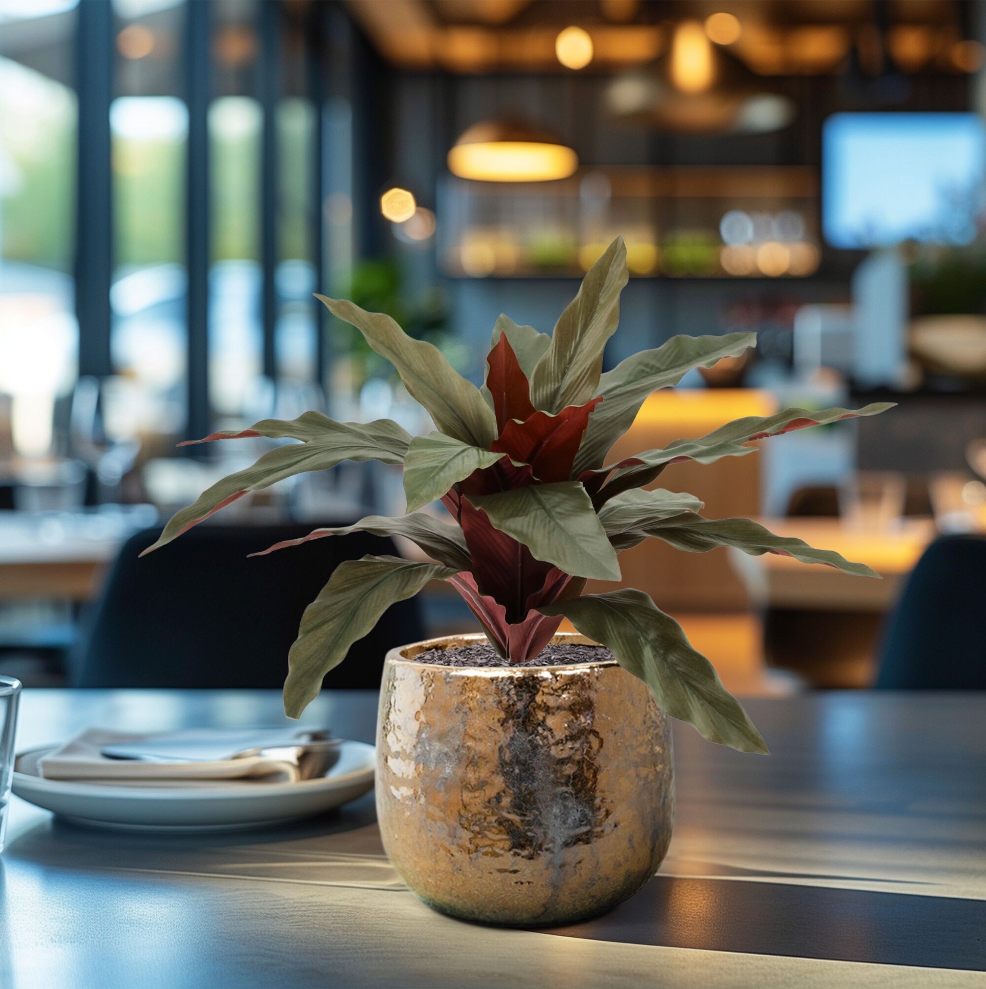 Calathea 30cm Kunstplant groen/rood - 8720039979437