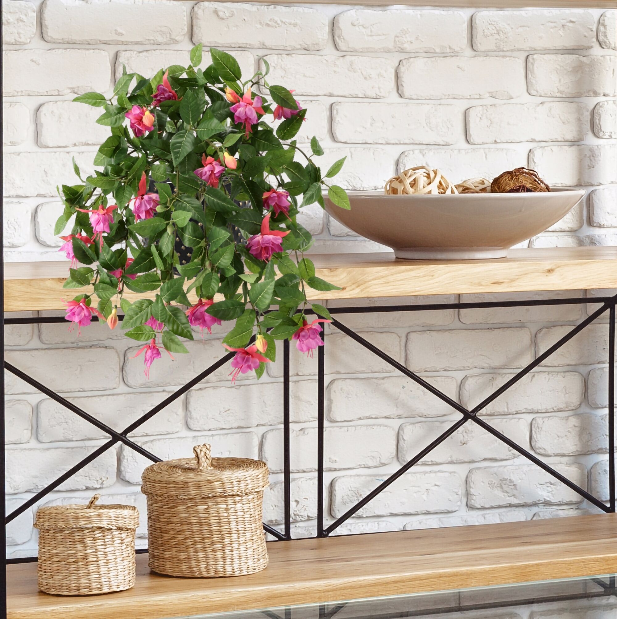 Fuchsia Kunst Hangplant Paars 45cm - 8720039979413