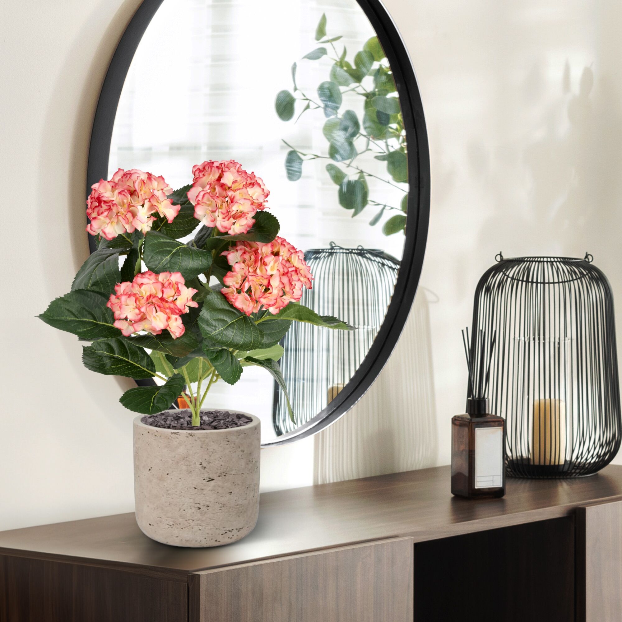 Hortensia kunstplant 40cm rose - 8721264104632