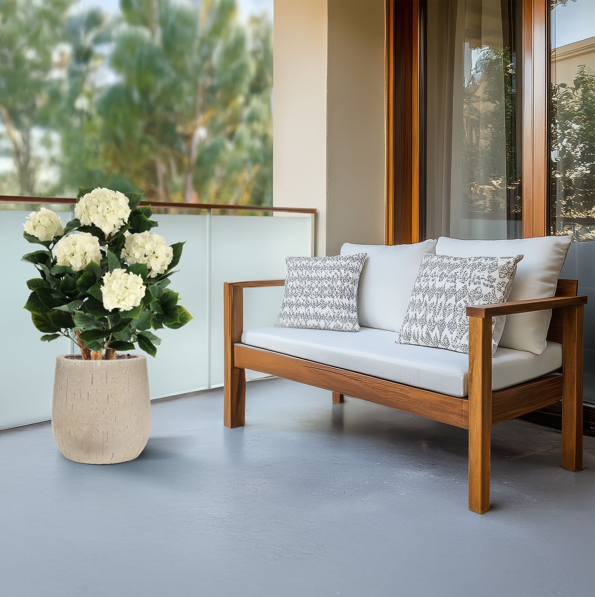 Hortensia UV Kunstplant Deluxe 65cm Creme - 8720039979482