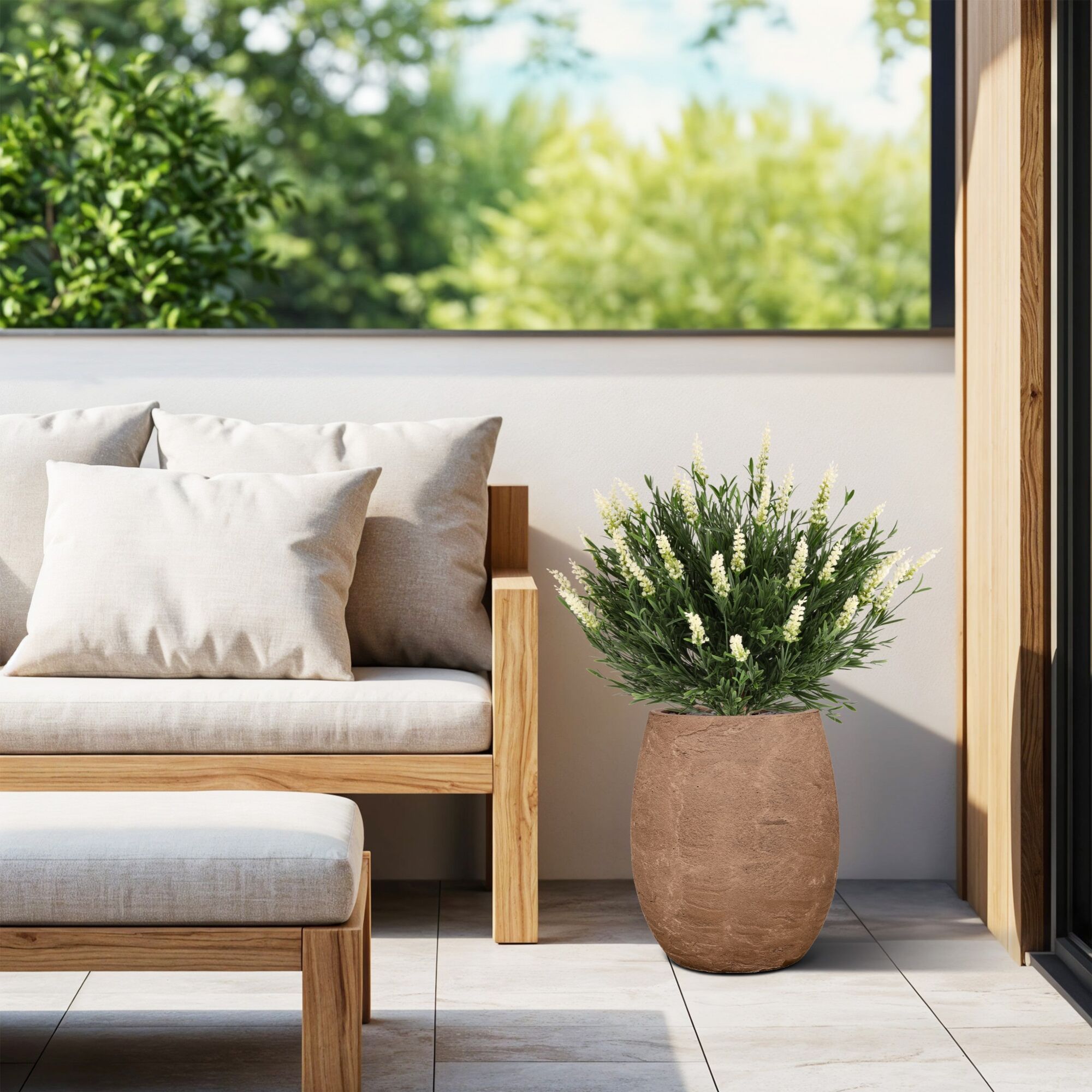 Kunstplant Lavendel Bol UV Wit 60cm in pot - 8721264102713