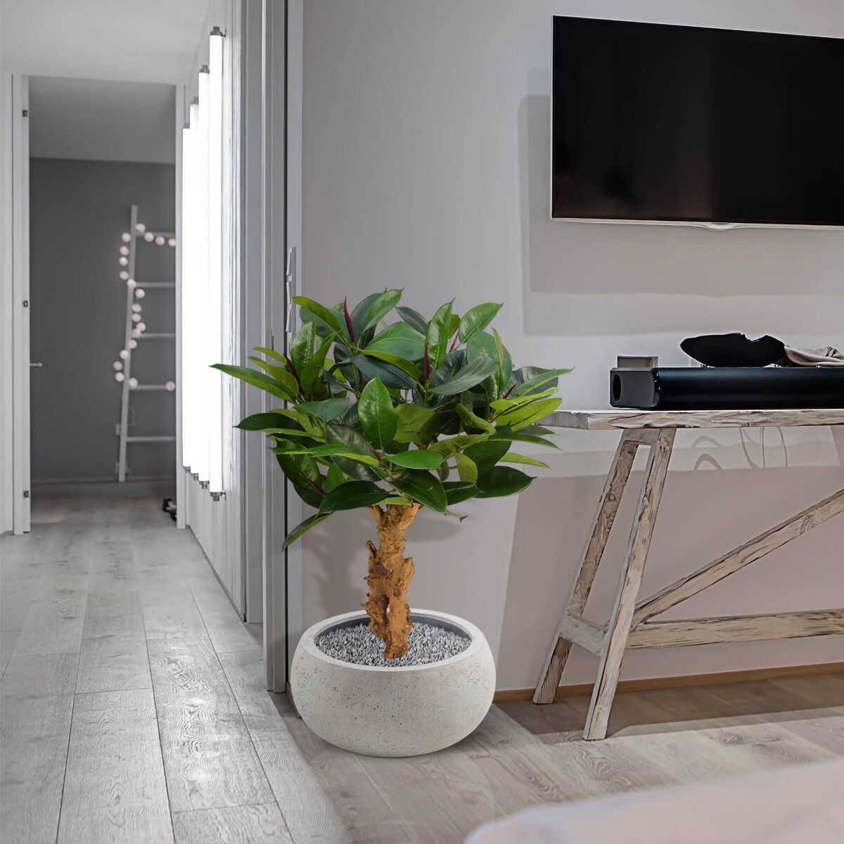 Philodendron op voet kunstplant 80cm - 8718719446515