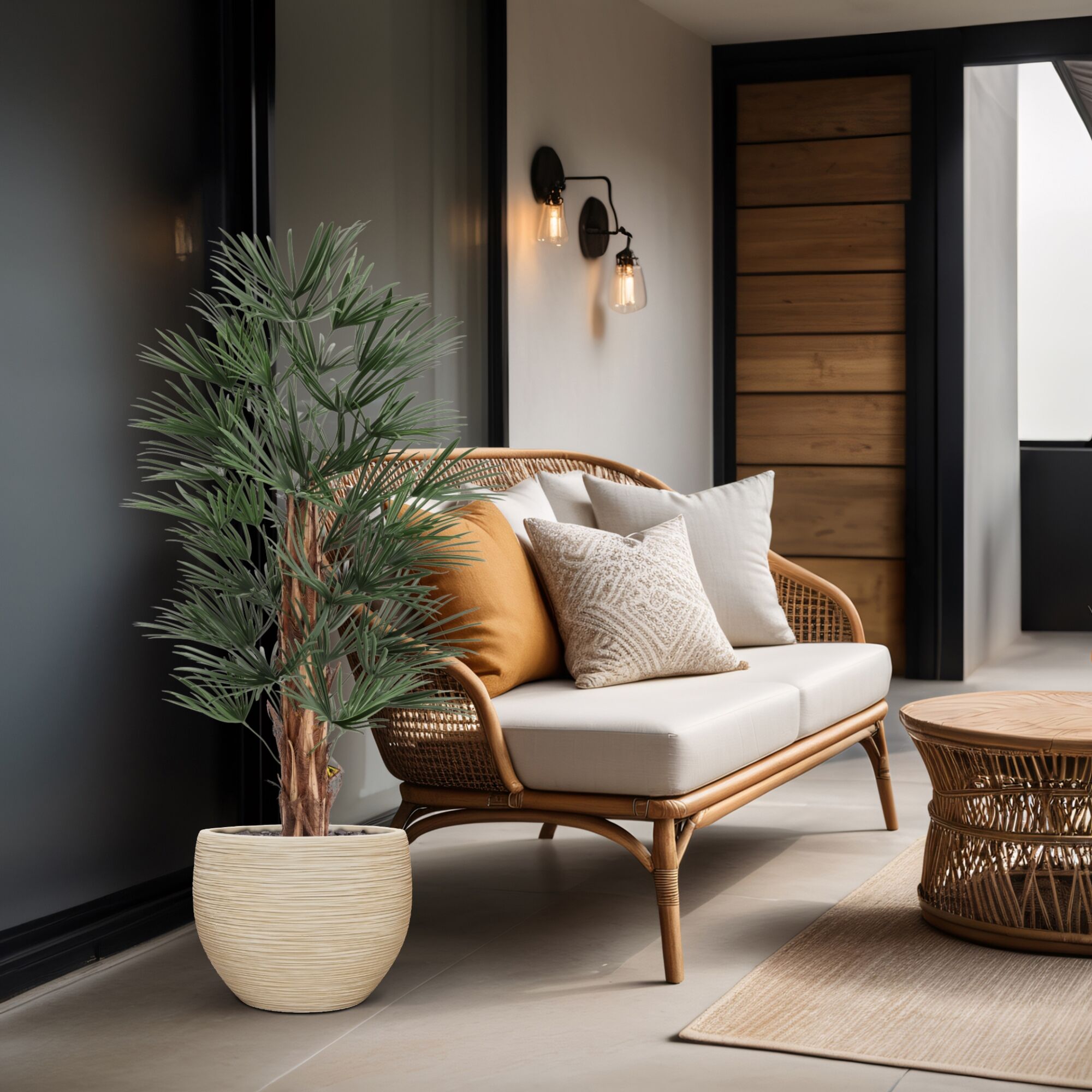 Raphis Kunstpalm 125cm UV in pot - 8721264102775